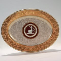 Antique Early 19c English Regency Coalport Porcelain Neoclassical Serving Tray