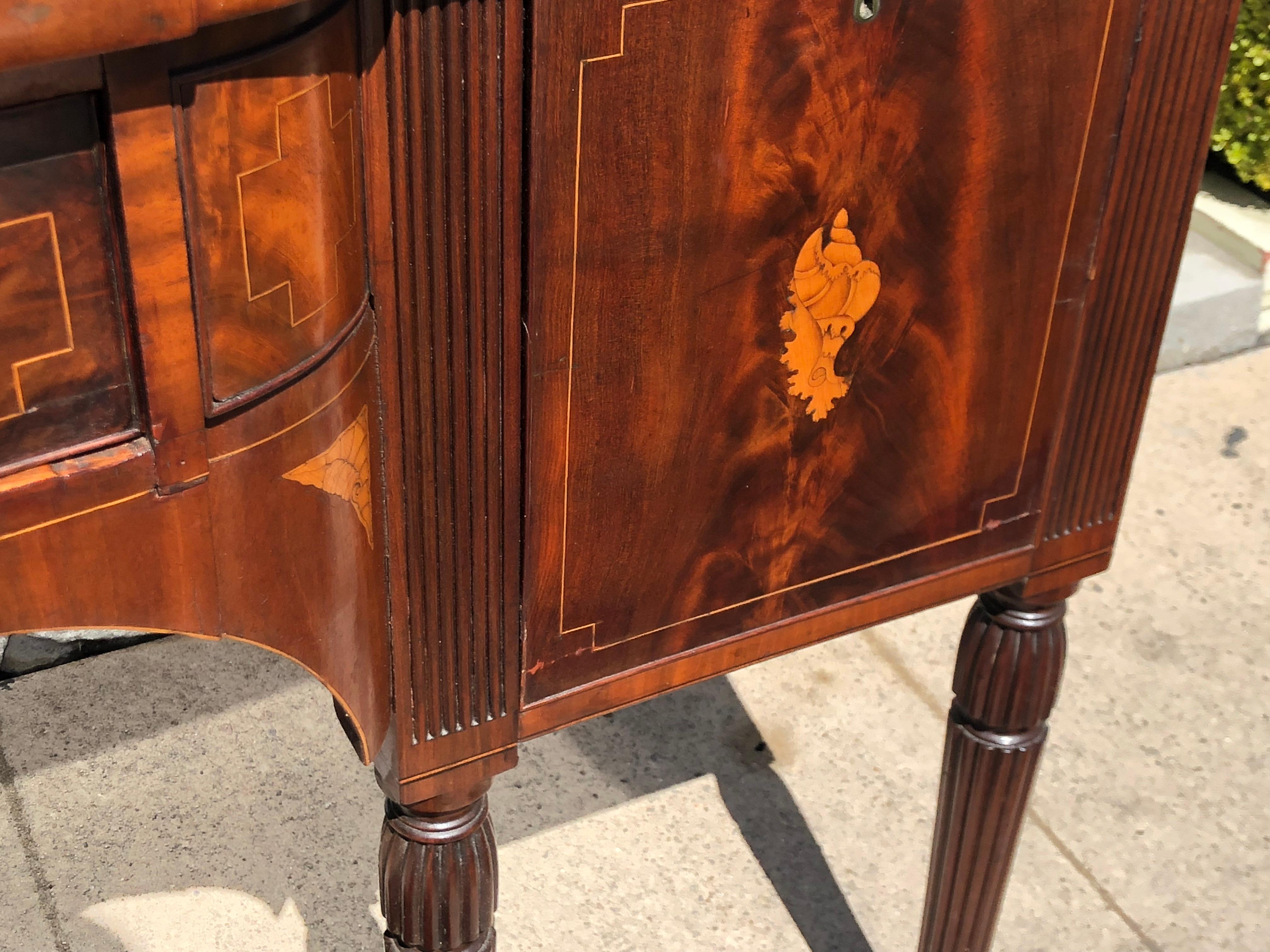 Antique Early 19th Century English Regency Inlaid Mahogany Sideboard Buffet 1