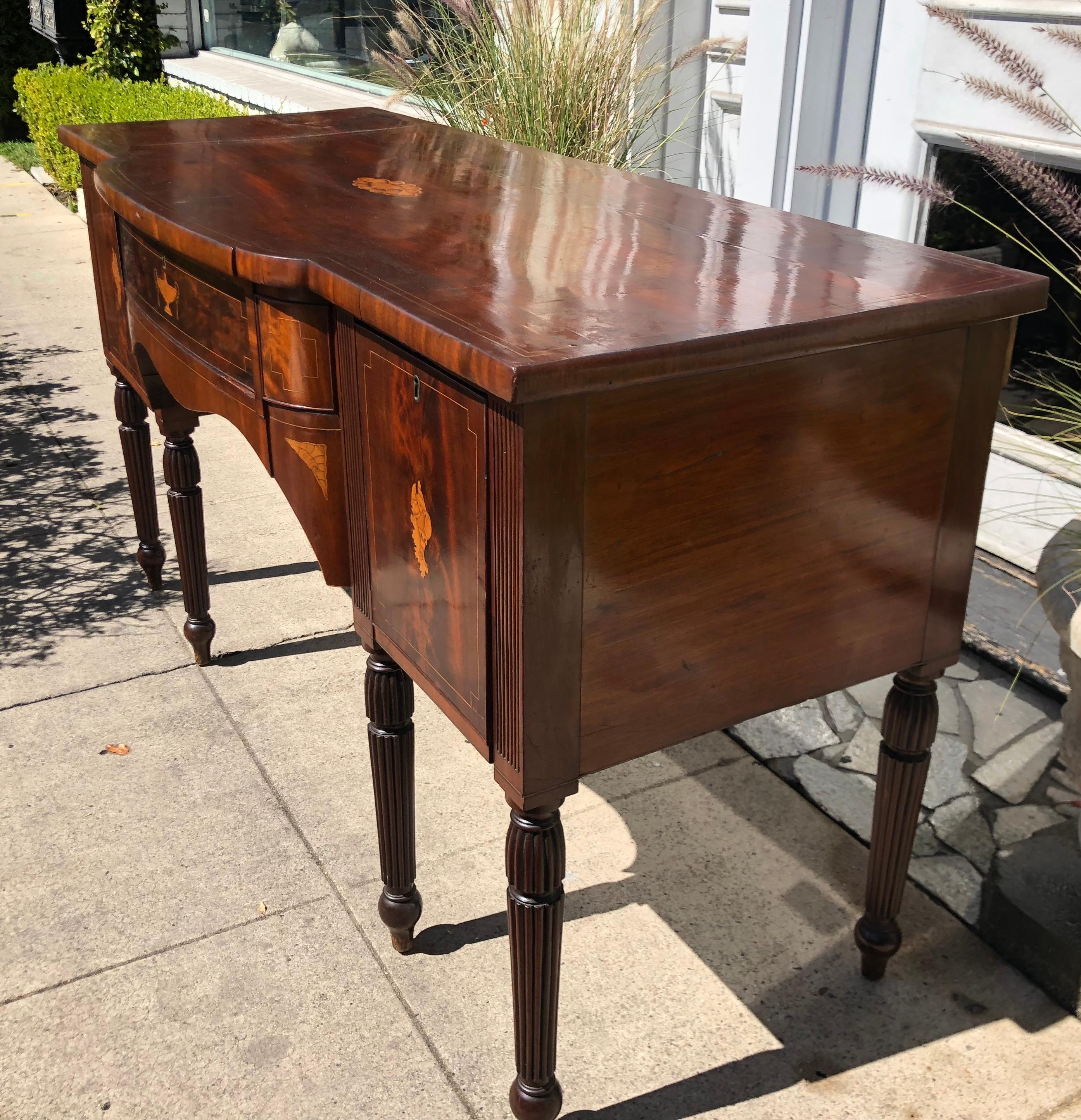 Antique Early 19th Century English Regency Inlaid Mahogany Sideboard Buffet 3