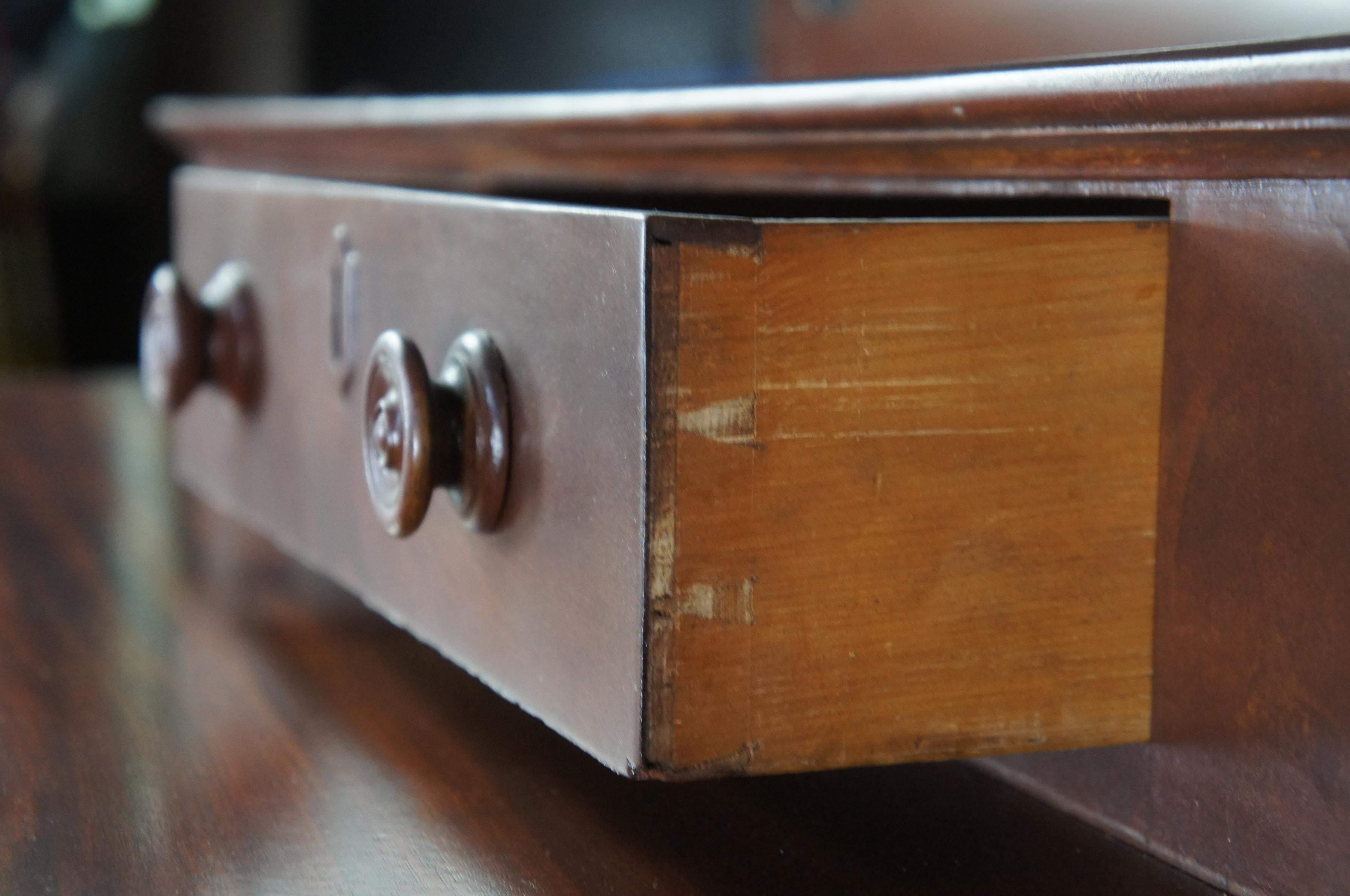 Antique Early 19th C. American Empire Crotch Mahogany Stepback Dresser Chest 3