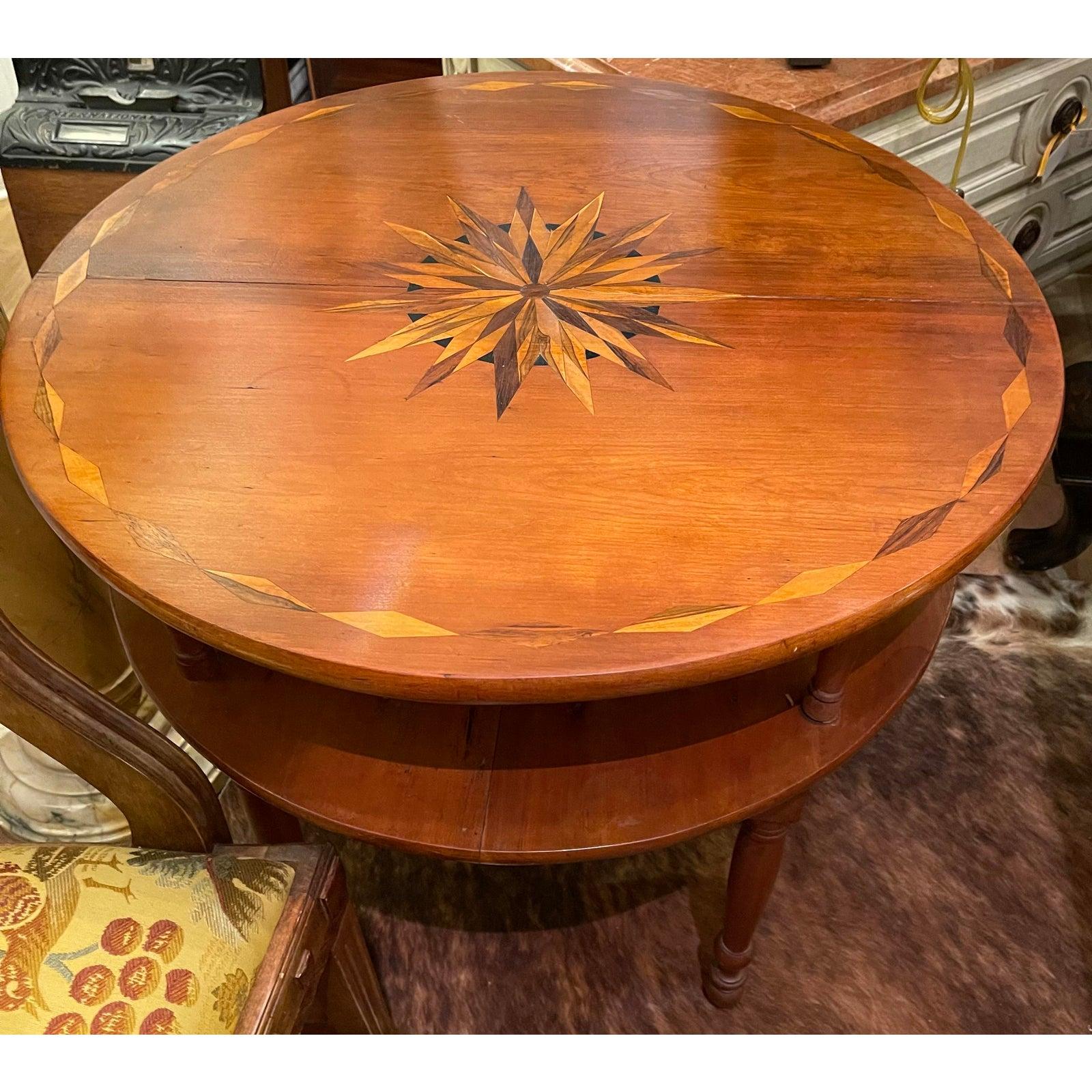 Antique Early 19th Century American Sheraton Inlaid Cherry Table For Sale 1