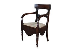 Antique Early 19th C. English Regency Mahogany Commode Arm Chair W/ Chamber Pot