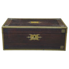 Antique Early 19th C. English Regency Rosewood Writing Slope Box Campaign Chest
