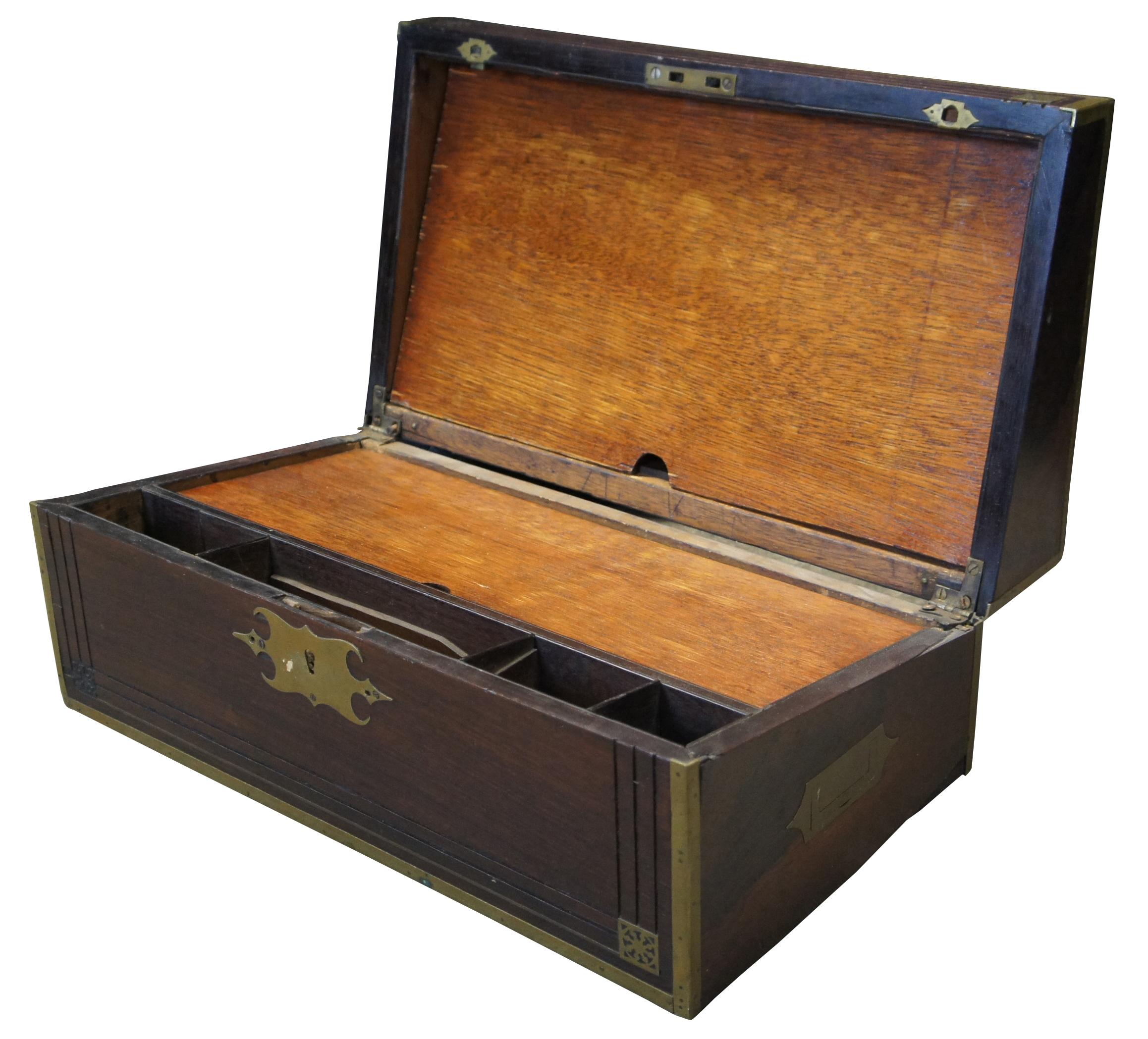 Antique Early 19th C. English Regency Rosewood Writing Slope Box Campaign Chest In Good Condition In Dayton, OH