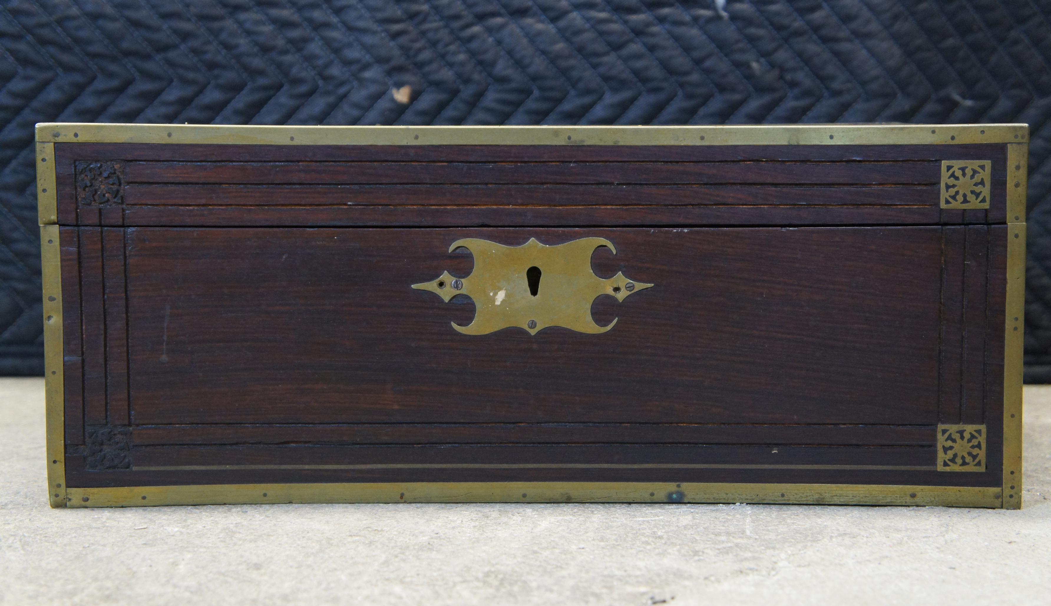 19th Century Antique Early 19th C. English Regency Rosewood Writing Slope Box Campaign Chest