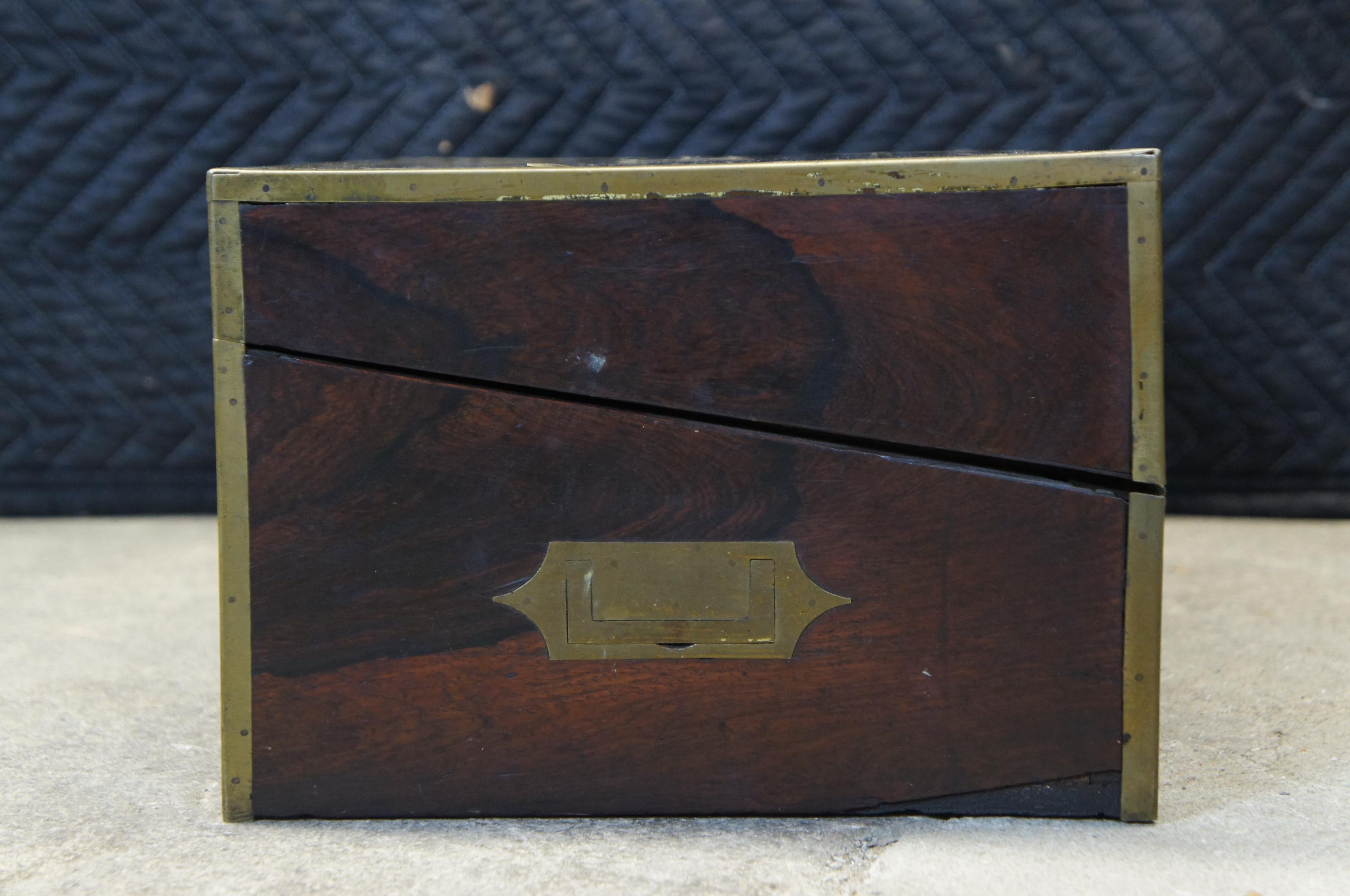 Antique Early 19th C. English Regency Rosewood Writing Slope Box Campaign Chest 2