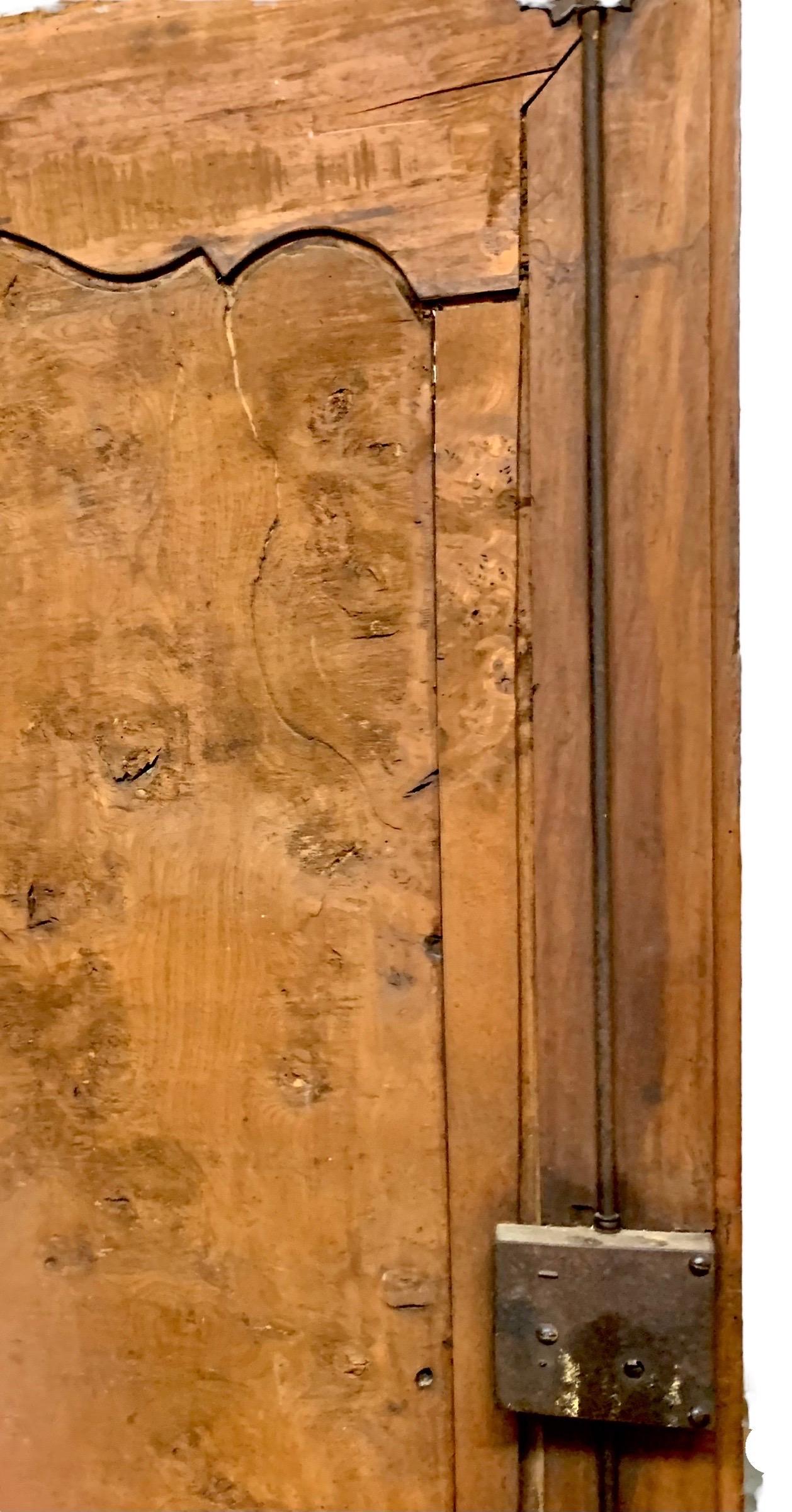 Antique Early 19th C. French Provincial Hand Carved Elm and Burled Elm Bonnetier 5