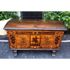 Antique Early 19th Century Italian Inlaid Hope Chest Trunk, circa 1836