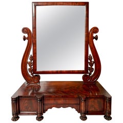 Antique miroir de coiffeuse fédéral américain du début du XIXe siècle