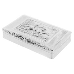 Ancienne tabatière autrichienne du début du 19e siècle en argent 13 loth équestre chasse au renard