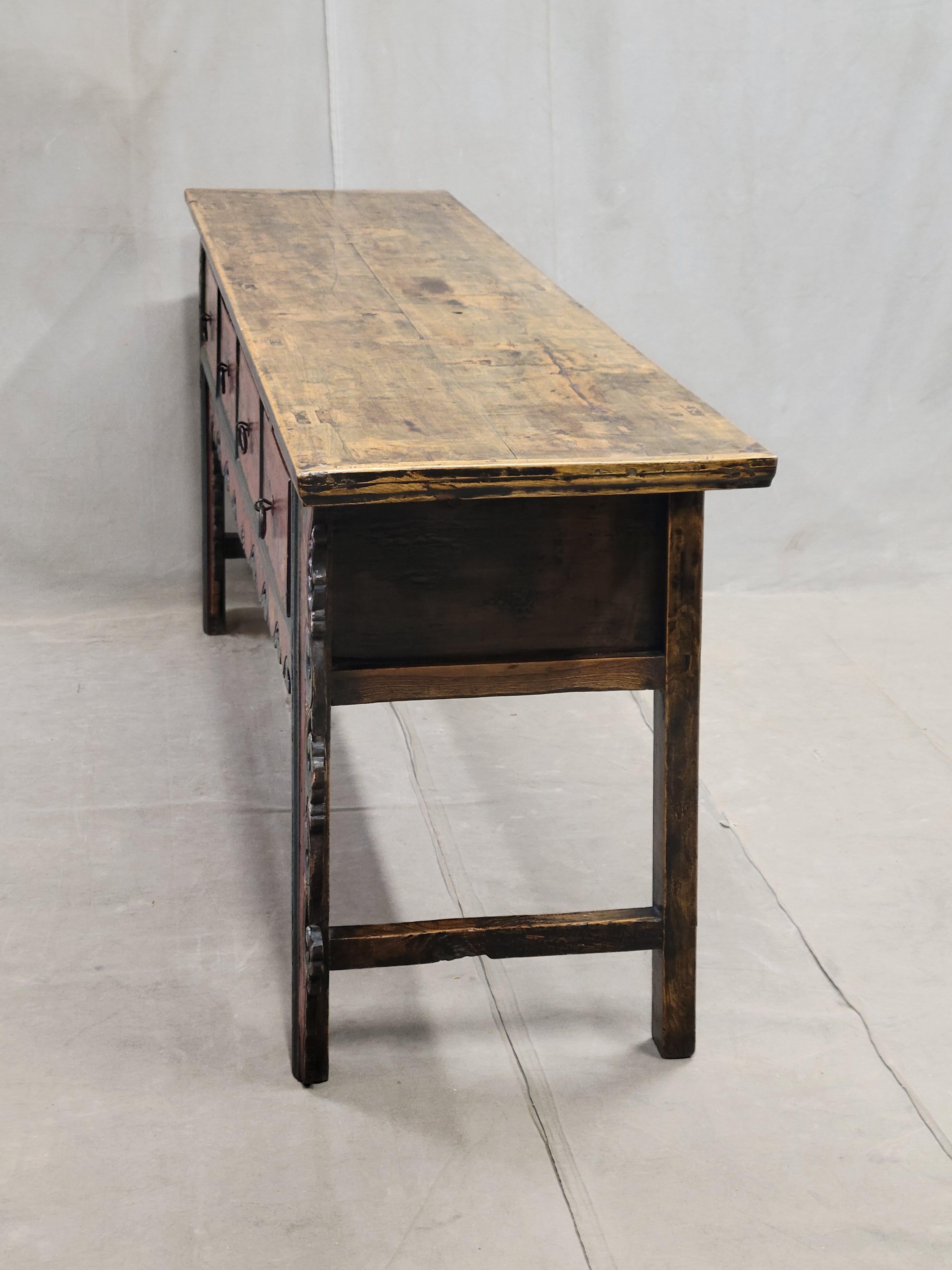 Antique Early 19th Century Chinese Red Lacquer Altar / Console Table For Sale 7