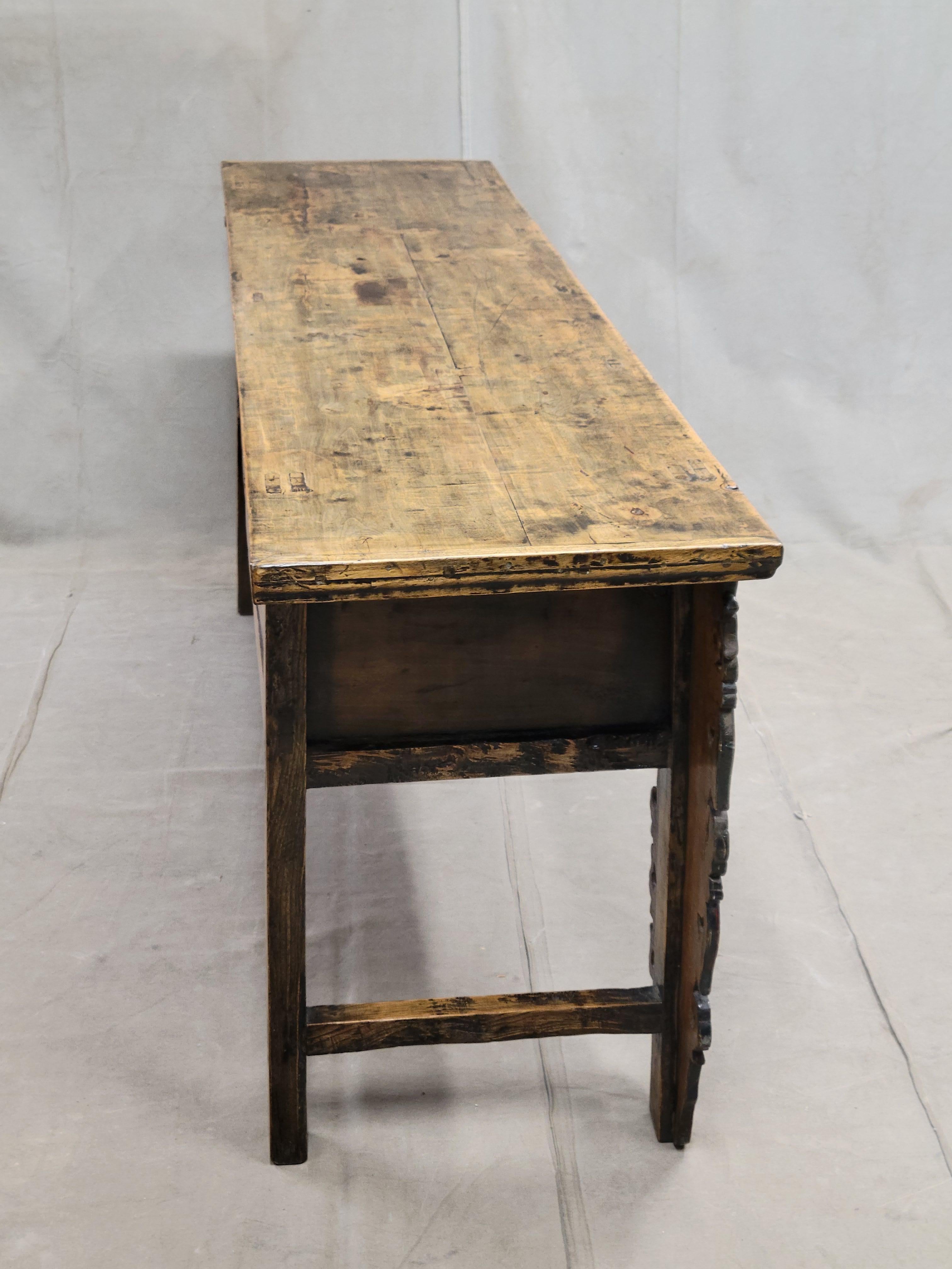 Antique Early 19th Century Chinese Red Lacquer Altar / Console Table For Sale 8