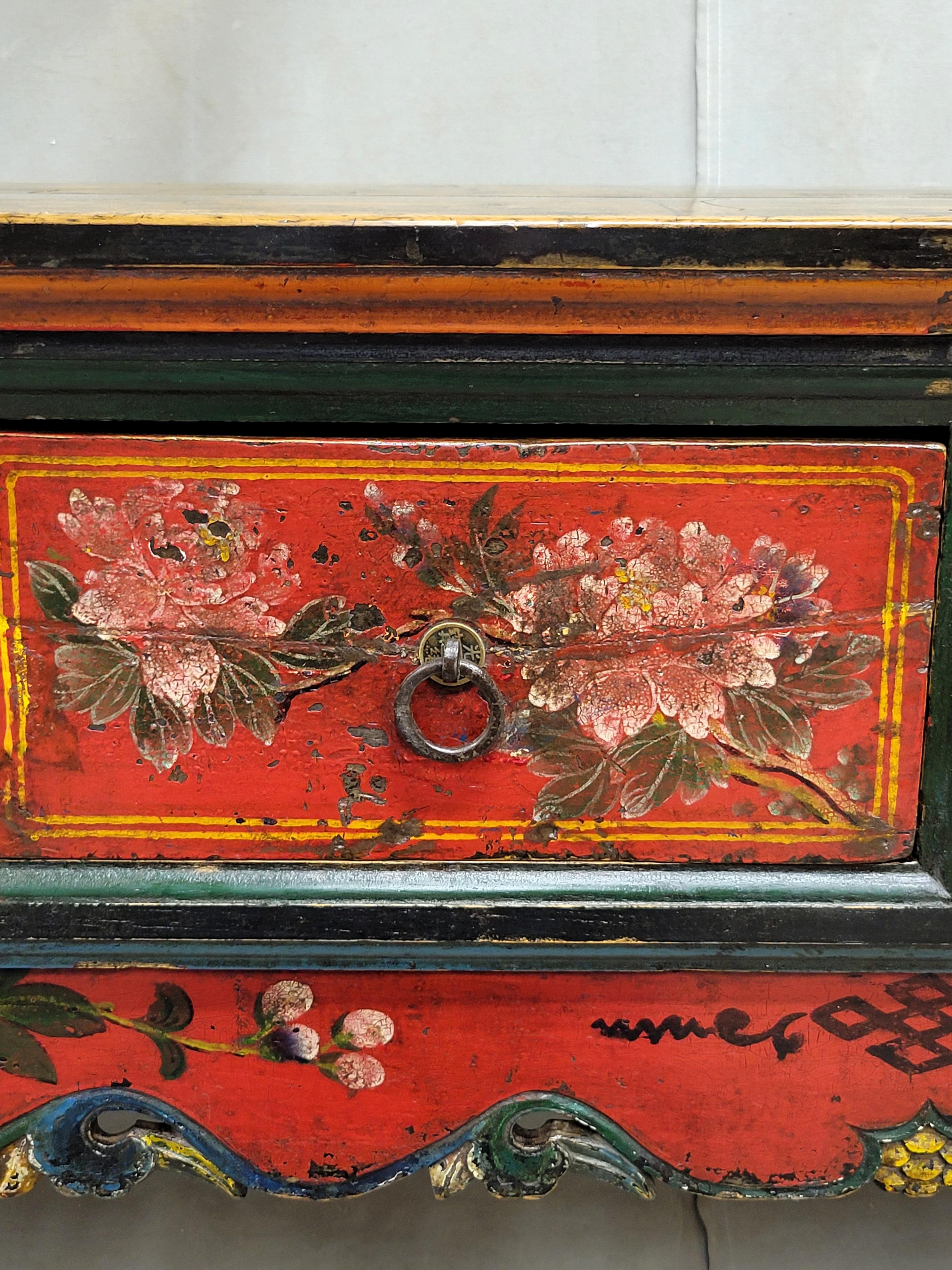 Antique Early 19th Century Chinese Red Lacquer Altar / Console Table For Sale 2
