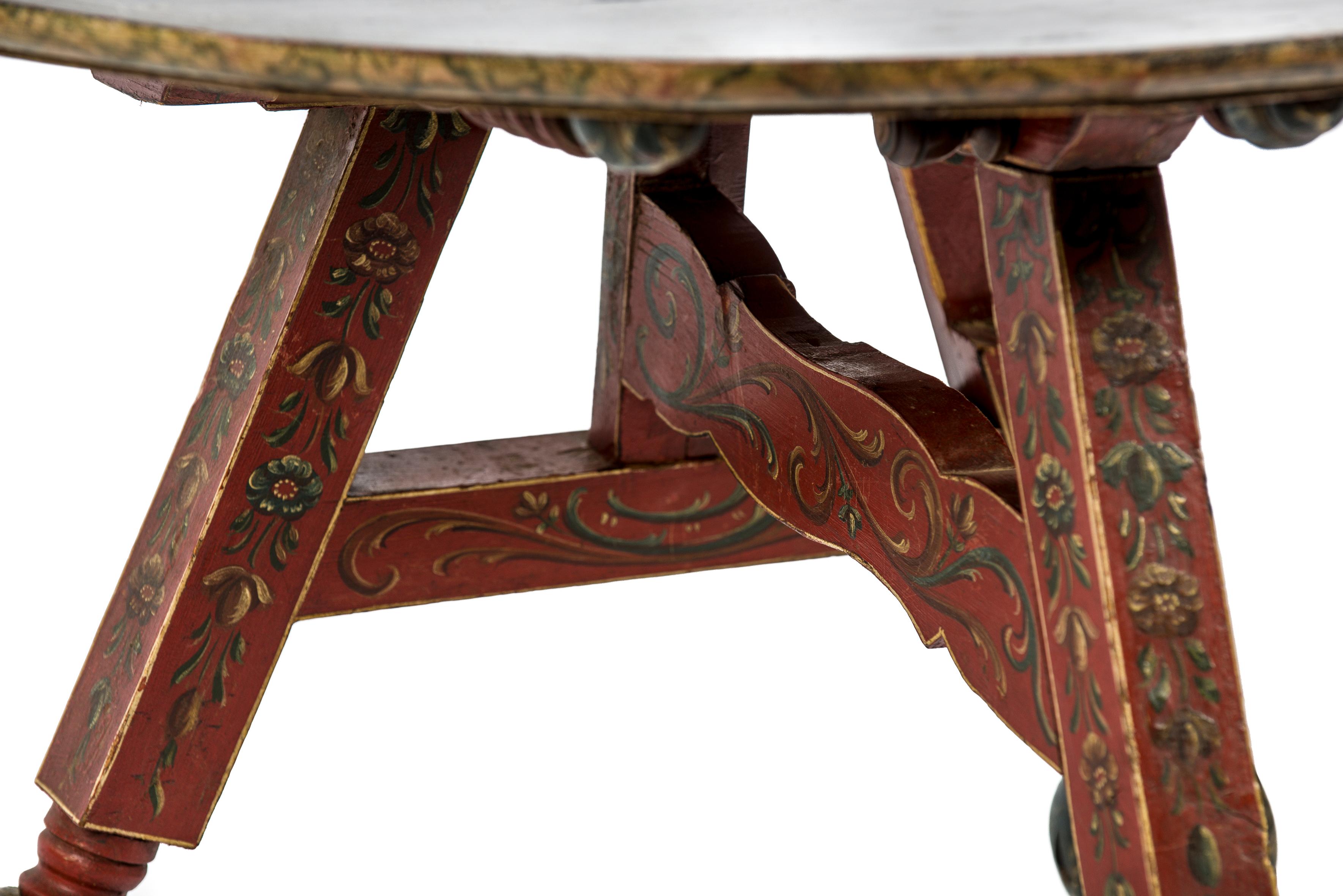 Antiker niederländischer Hindeloopen-Tisch mit Kachelplatte aus dem frühen 19. Jahrhundert im Angebot 10