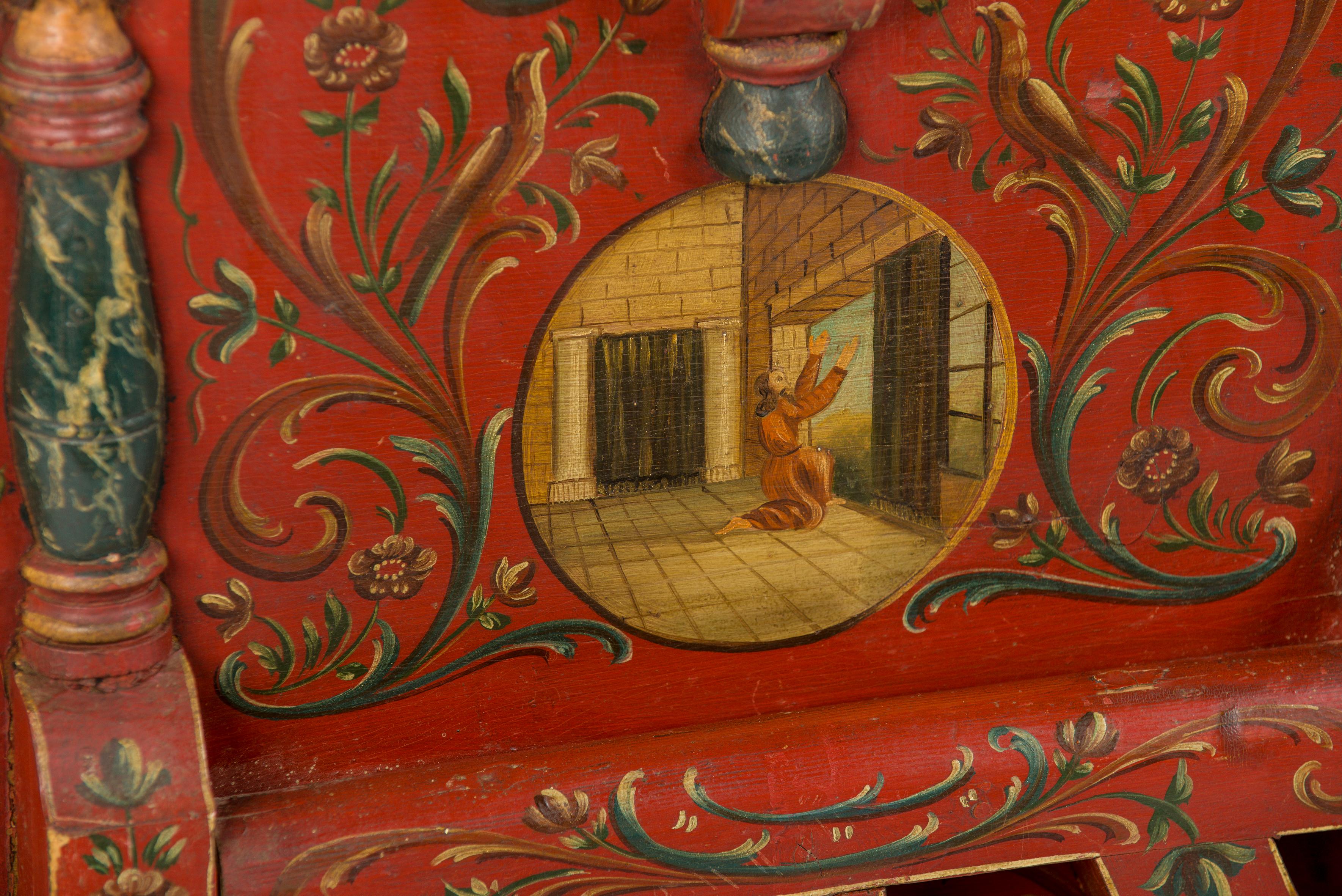 Néerlandais Ancienne table d'art populaire néerlandais du début du XIXe siècle à plateau basculant peint Hindeloopen en vente