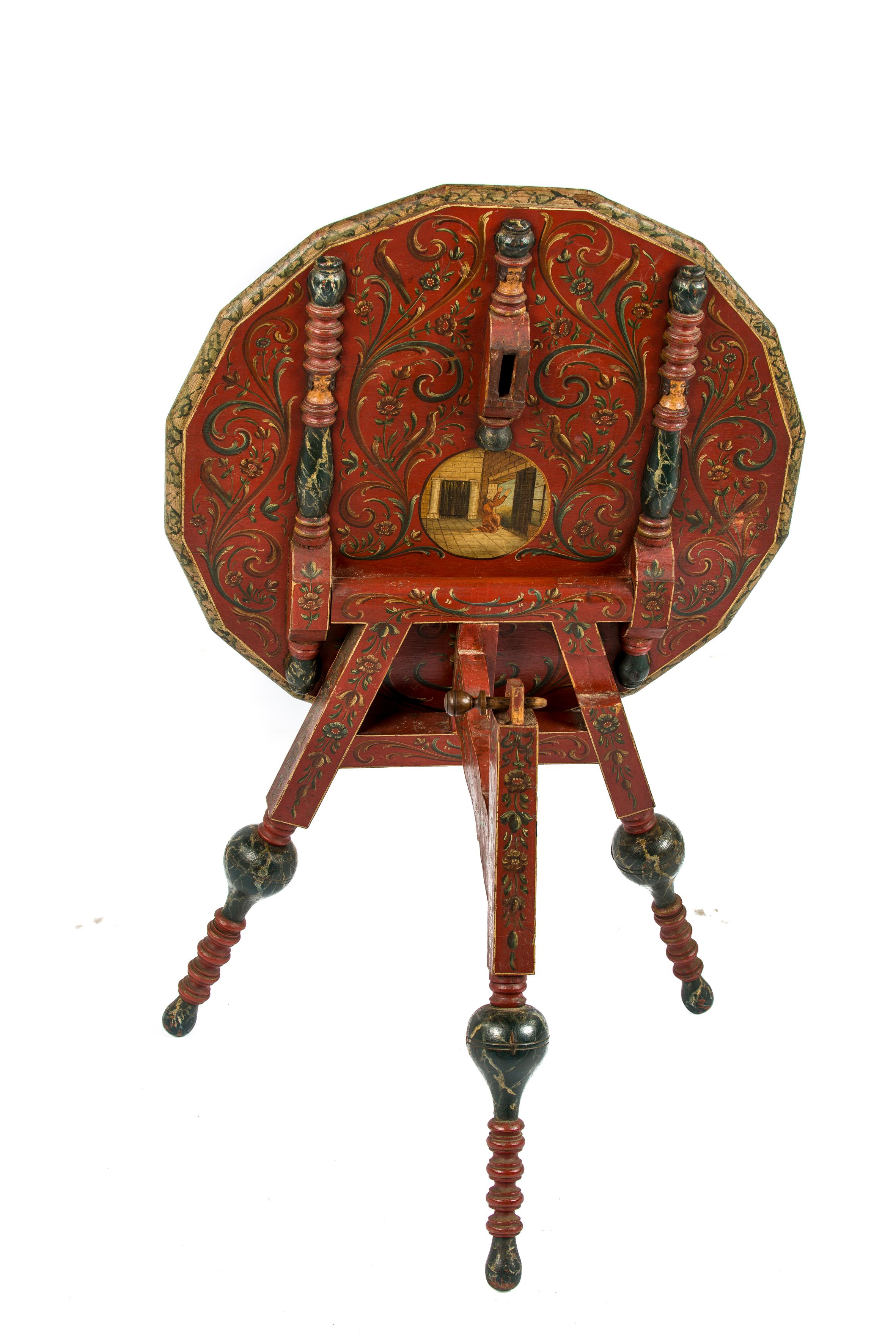 Antiker niederländischer Hindeloopen-Tisch mit Kachelplatte aus dem frühen 19. Jahrhundert im Angebot 2