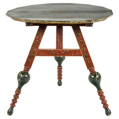 Used Early 19th Century Dutch Folk Art “Hindeloopen” Painted Tilt Top Table