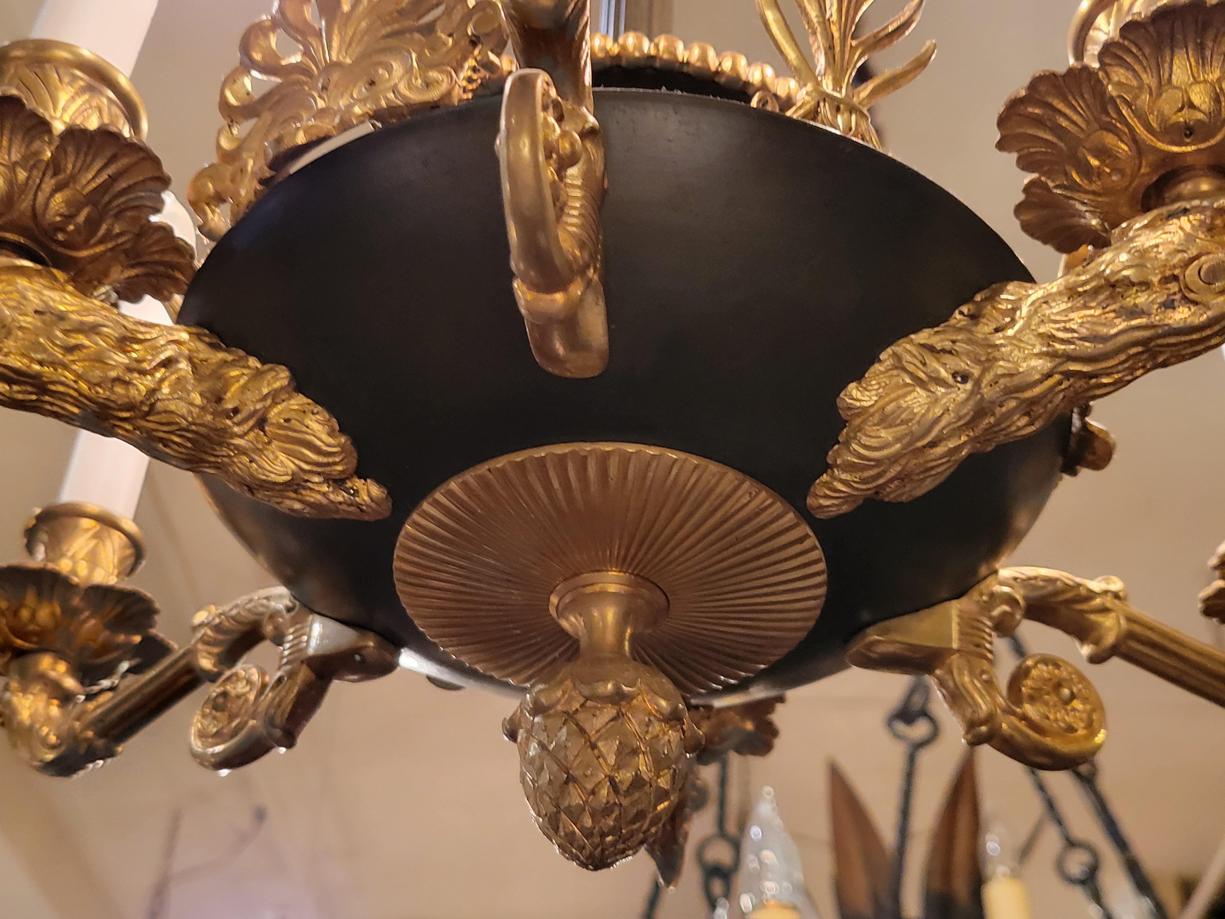 Antique Early 19th Century Empire Bronze Eagle Heads Fixture For Sale 2