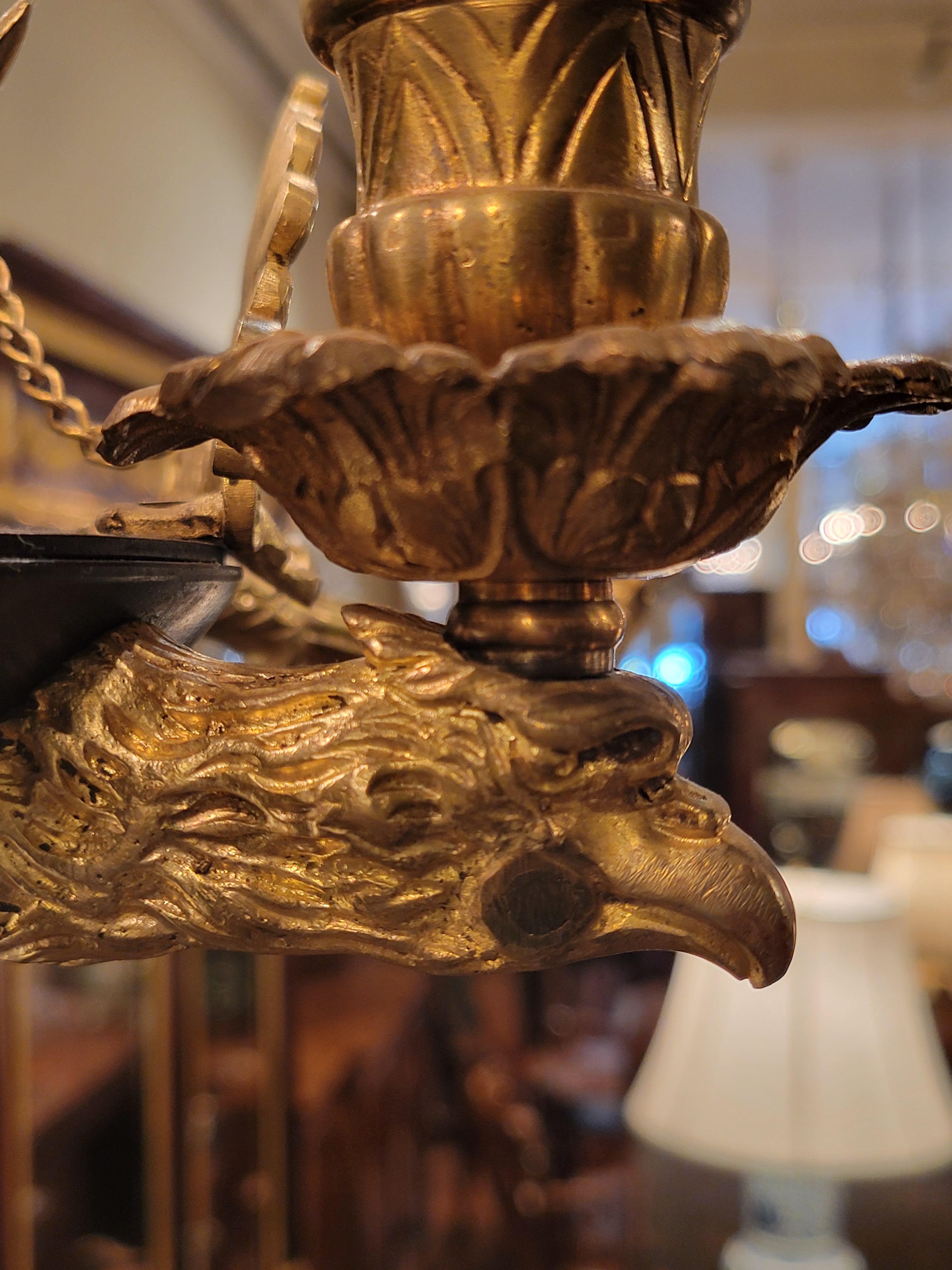 Antique Early 19th Century Empire Bronze Eagle Heads Fixture For Sale 4