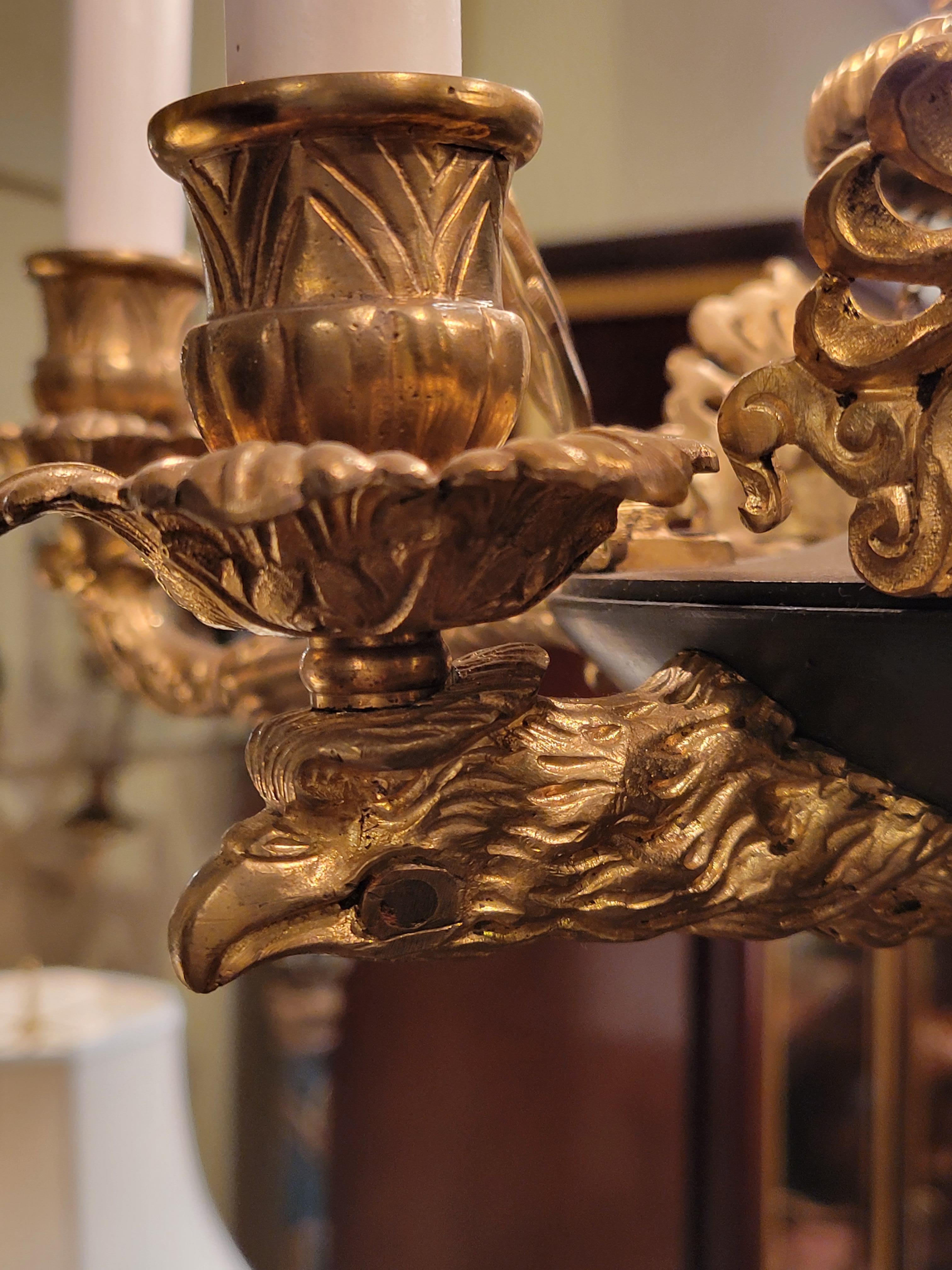 Antique Early 19th Century Empire Bronze Eagle Heads Fixture For Sale 5