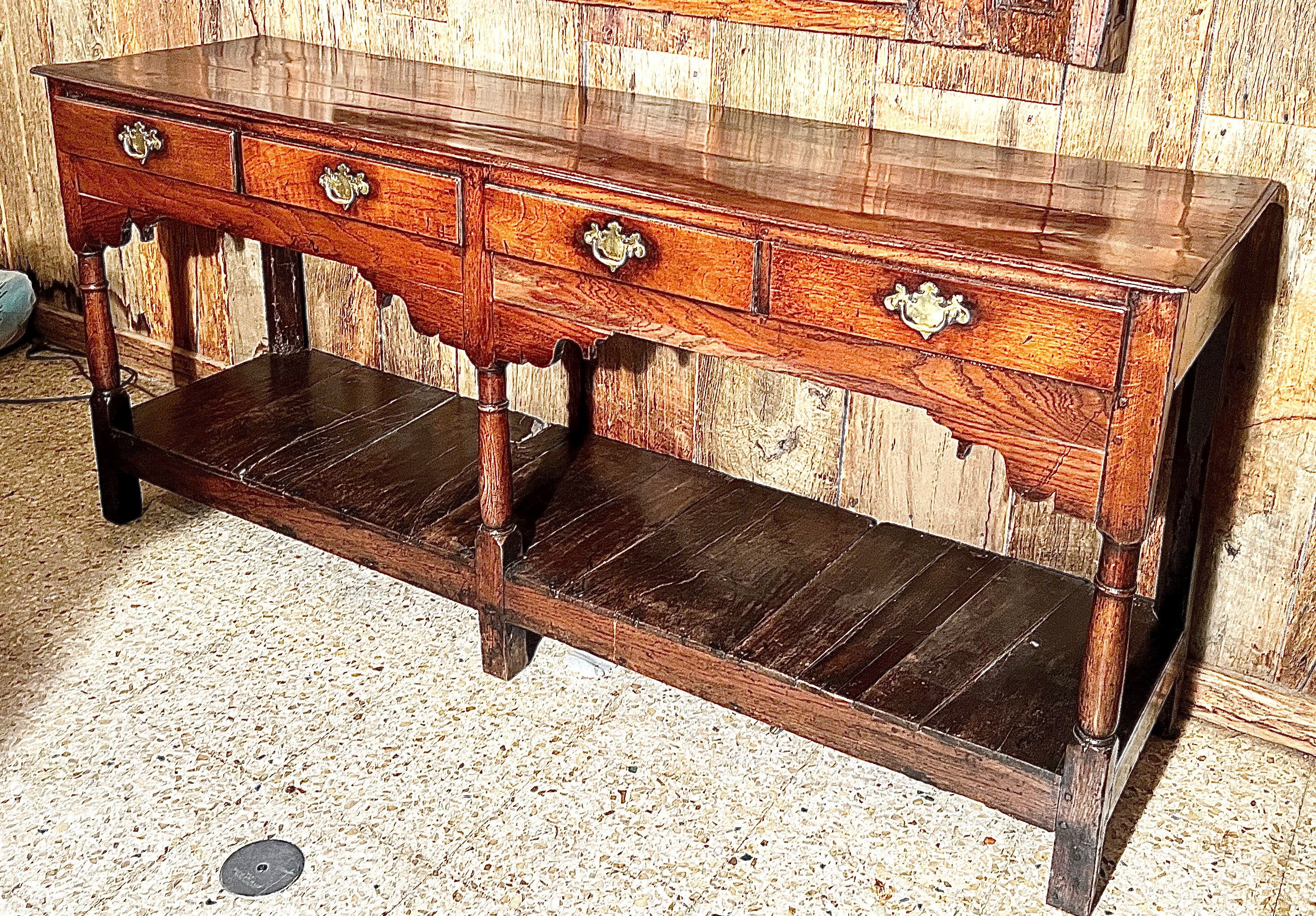 Antique Early 19th Century English Mahogany with Oak Lining Dresser Base   For Sale 1