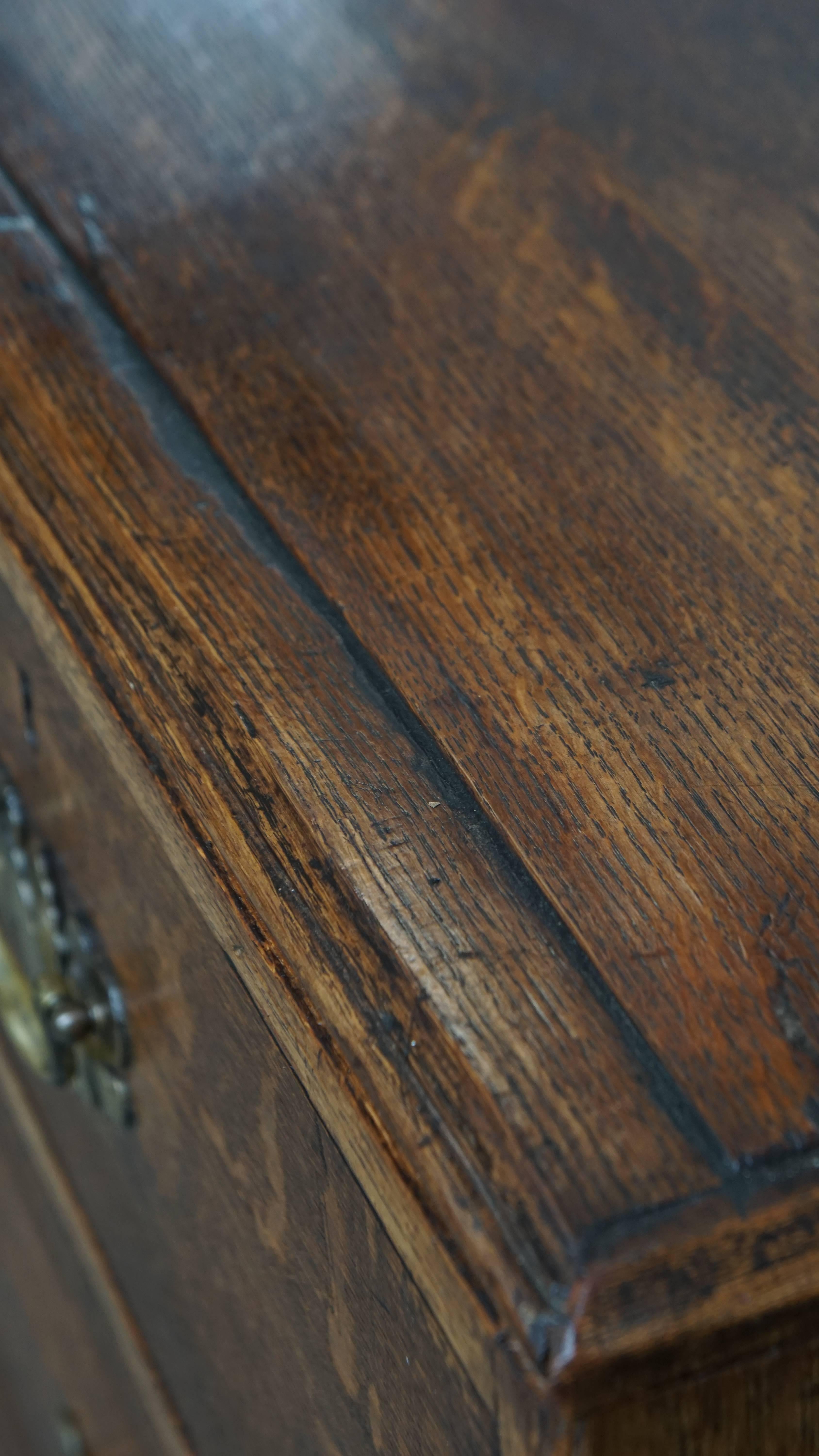 Antique Early 19th-Century English Oak Chest of Drawers/Commode For Sale 4