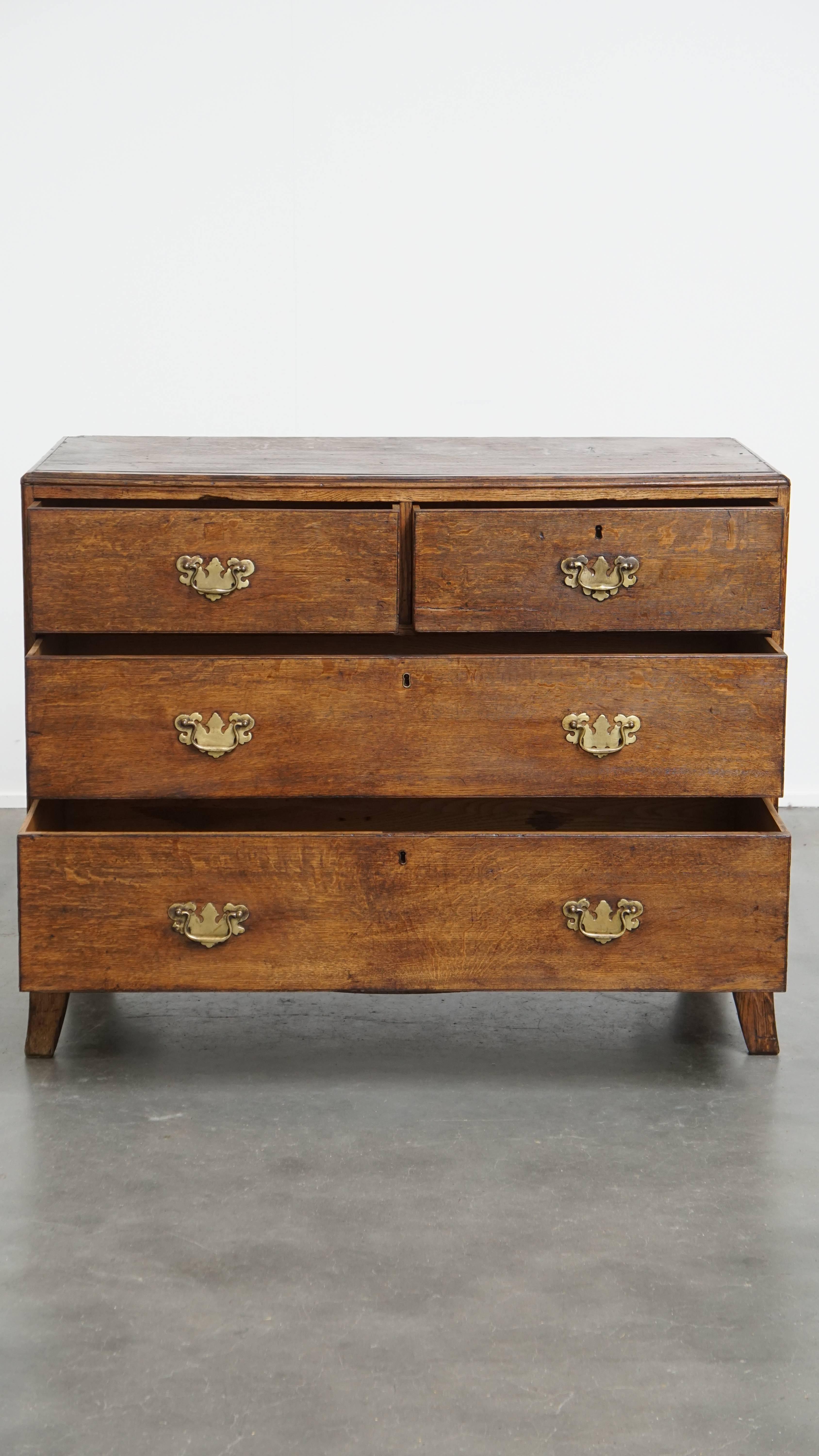 Classical Roman Antique Early 19th-Century English Oak Chest of Drawers/Commode For Sale