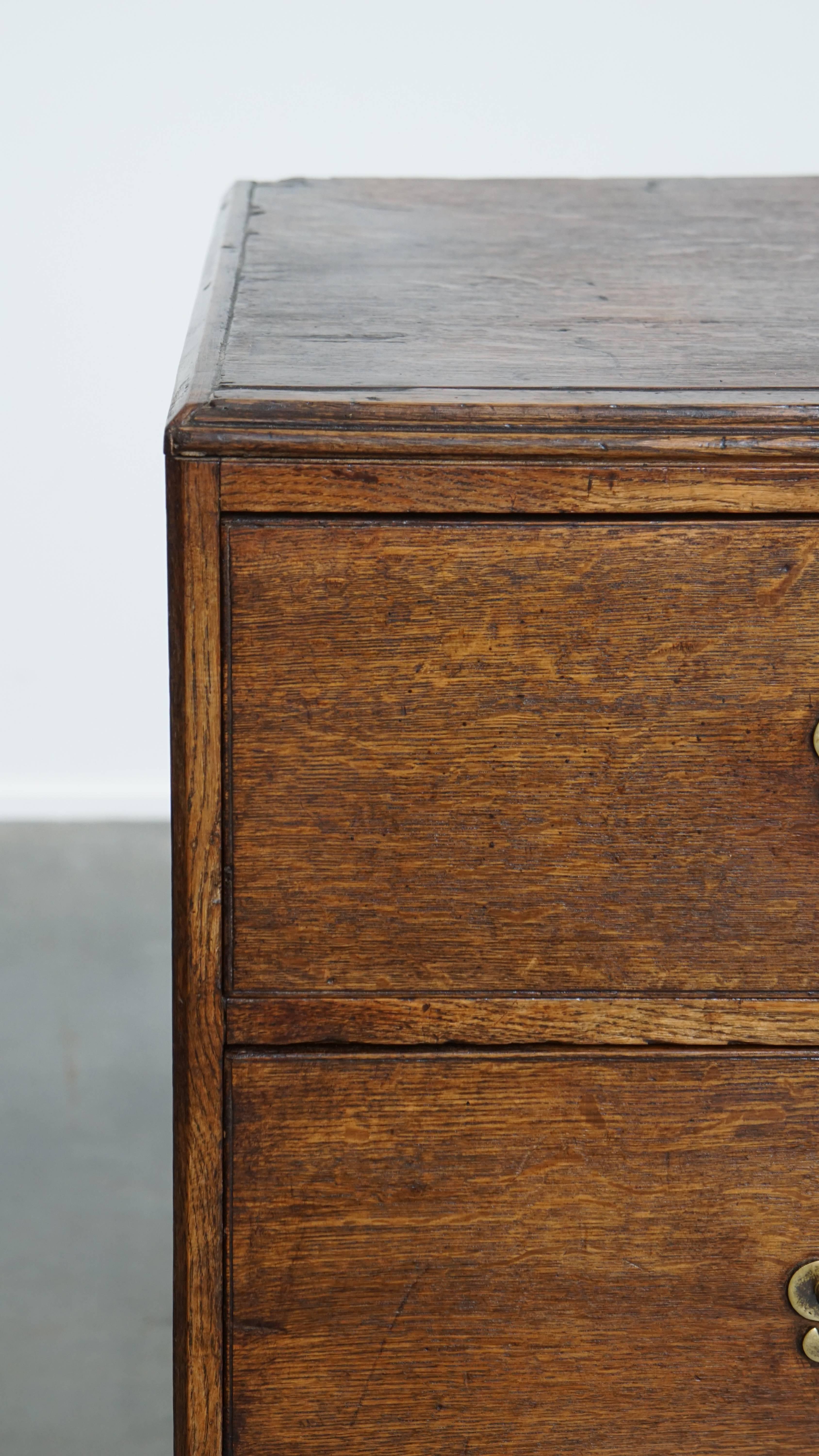 Antique Early 19th-Century English Oak Chest of Drawers/Commode For Sale 1