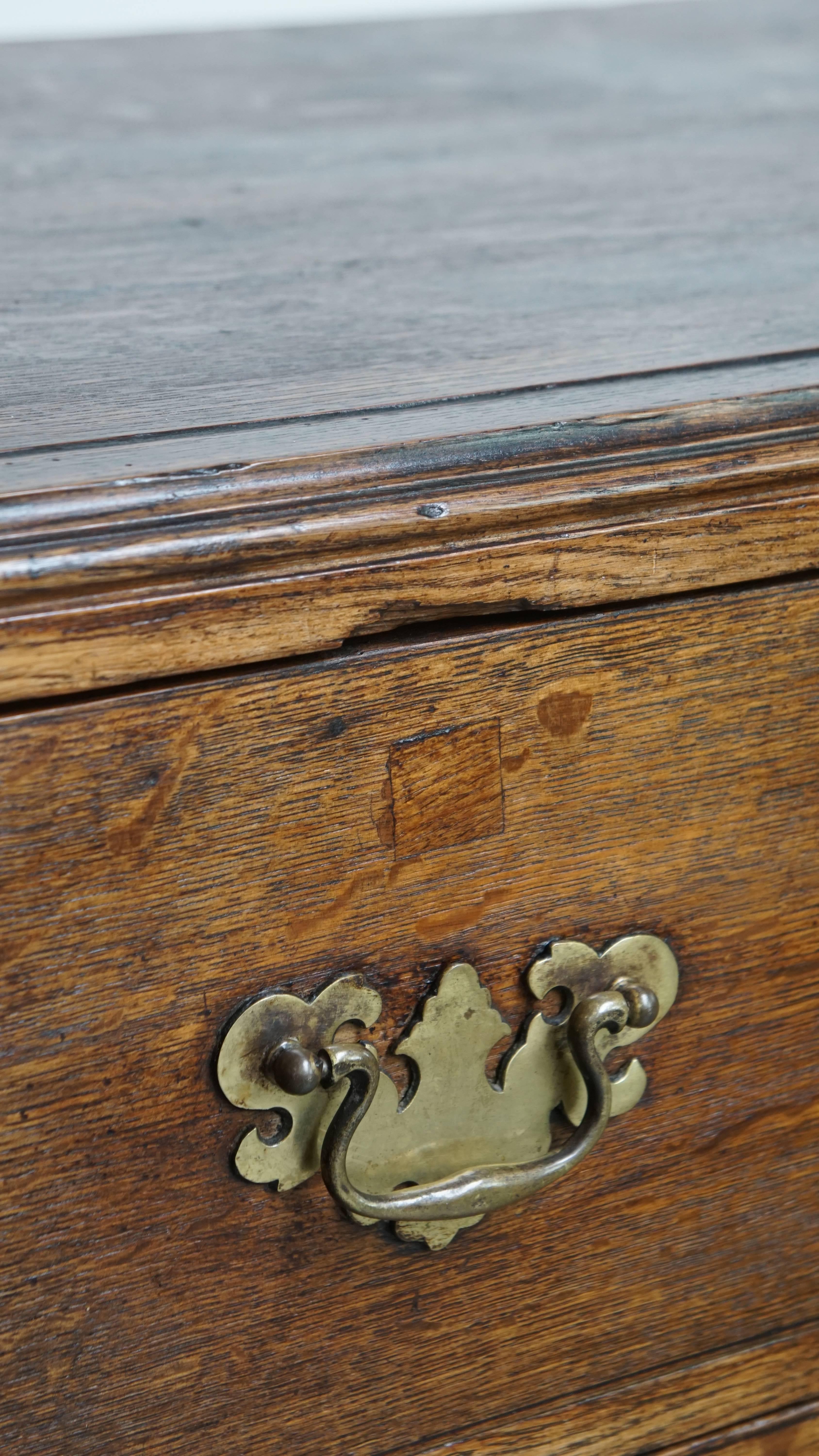 Antique Early 19th-Century English Oak Chest of Drawers/Commode For Sale 2