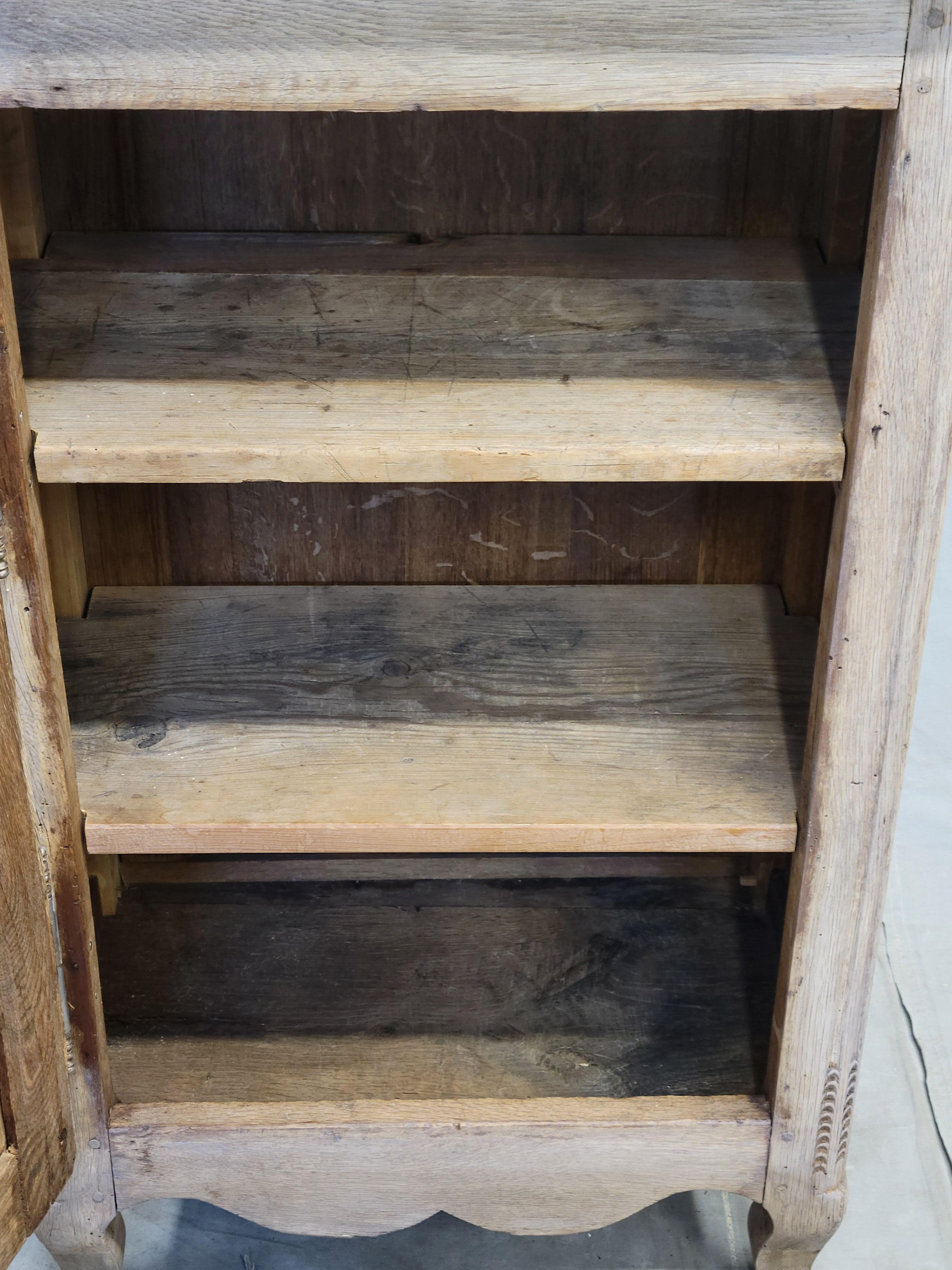 Hand-Crafted Antique Early 19th Century French Bleached Oak Cupboard For Sale