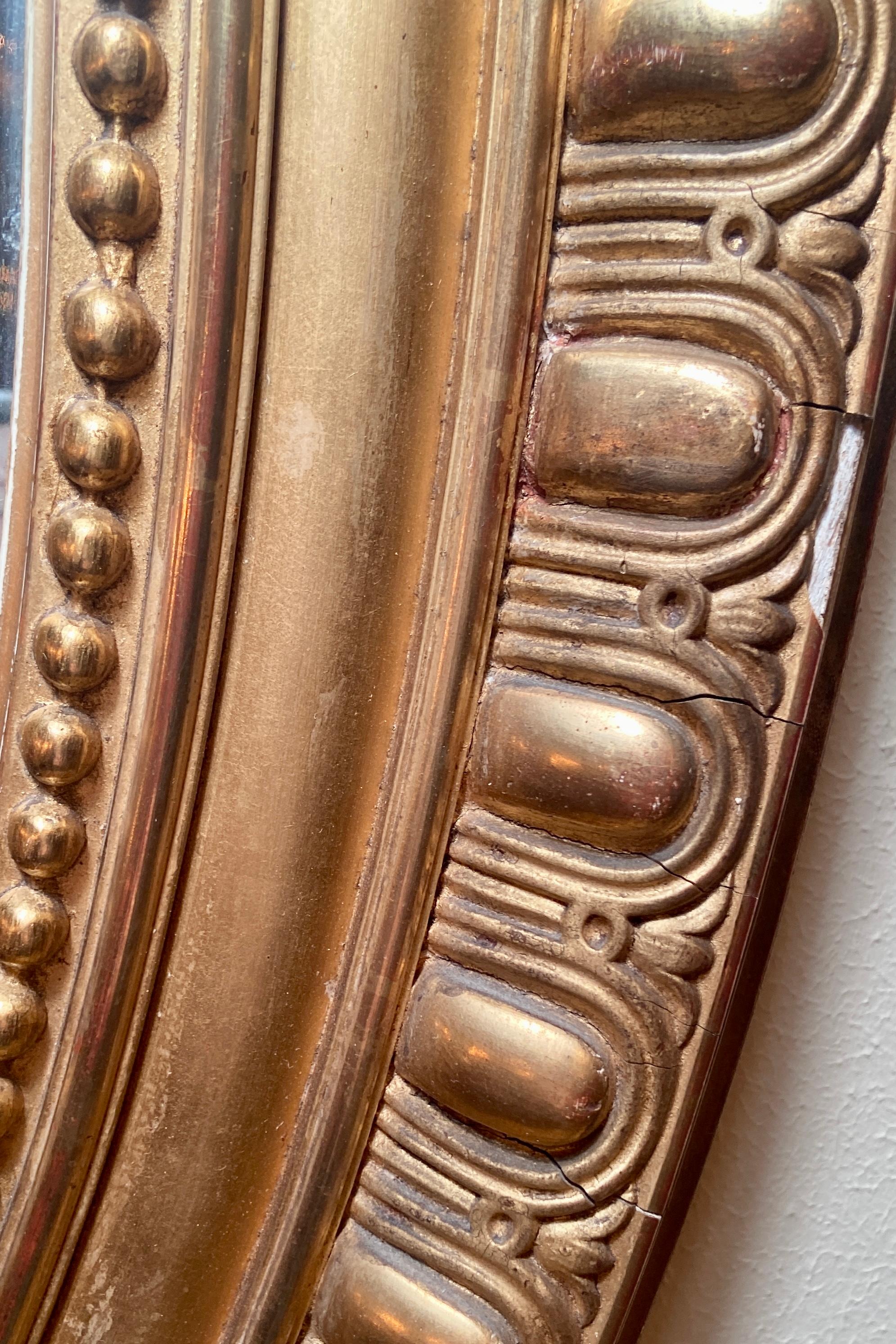 Antique Early 19th Century French Gold Leaf Oval Mirror w/ Bow and ...