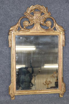 Antique Early 19th Century French Louis XVI Style Carved Giltwood Mirror