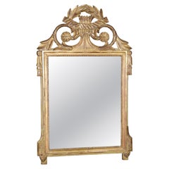 Antique Early 19th Century French Louis XVI Style Carved Giltwood Mirror