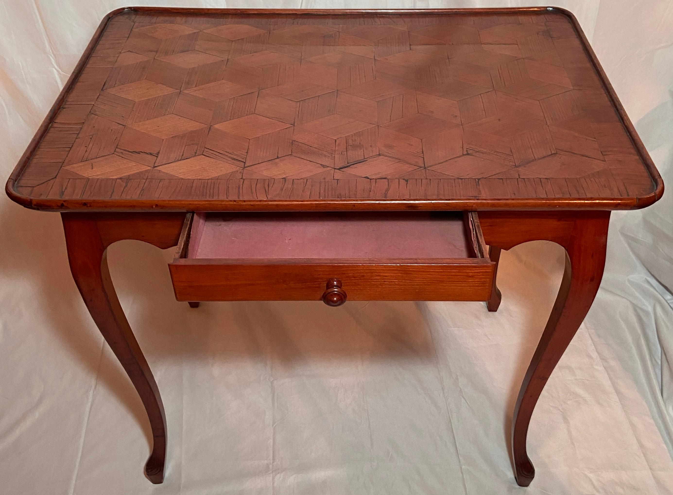 Antique Early 19th Century French Parquetry Walnut Table For Sale 1