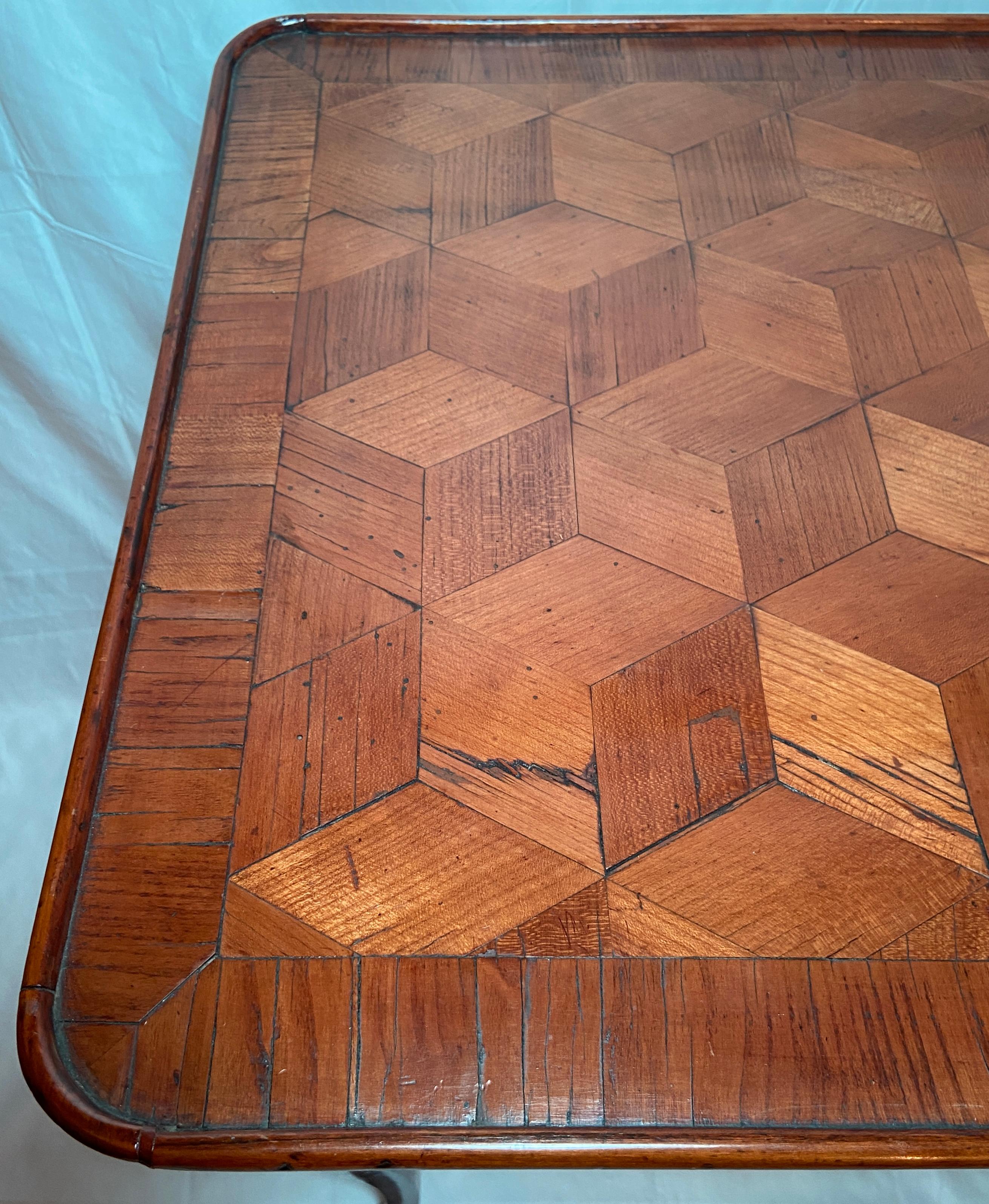 Antique Early 19th Century French Parquetry Walnut Table For Sale 2