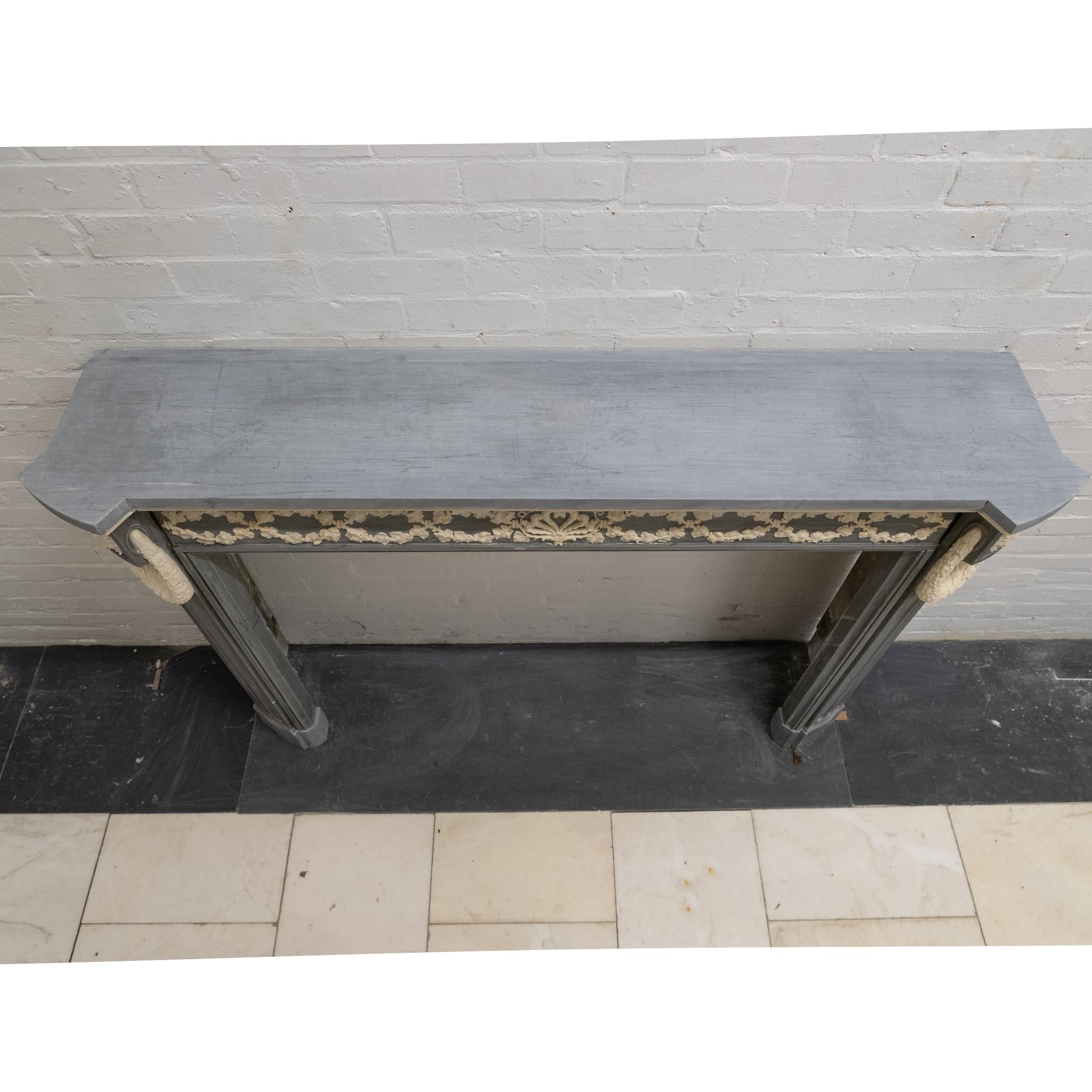 Antique Early 19th Century French Style Grey Marble Fireplace Surround For Sale 12