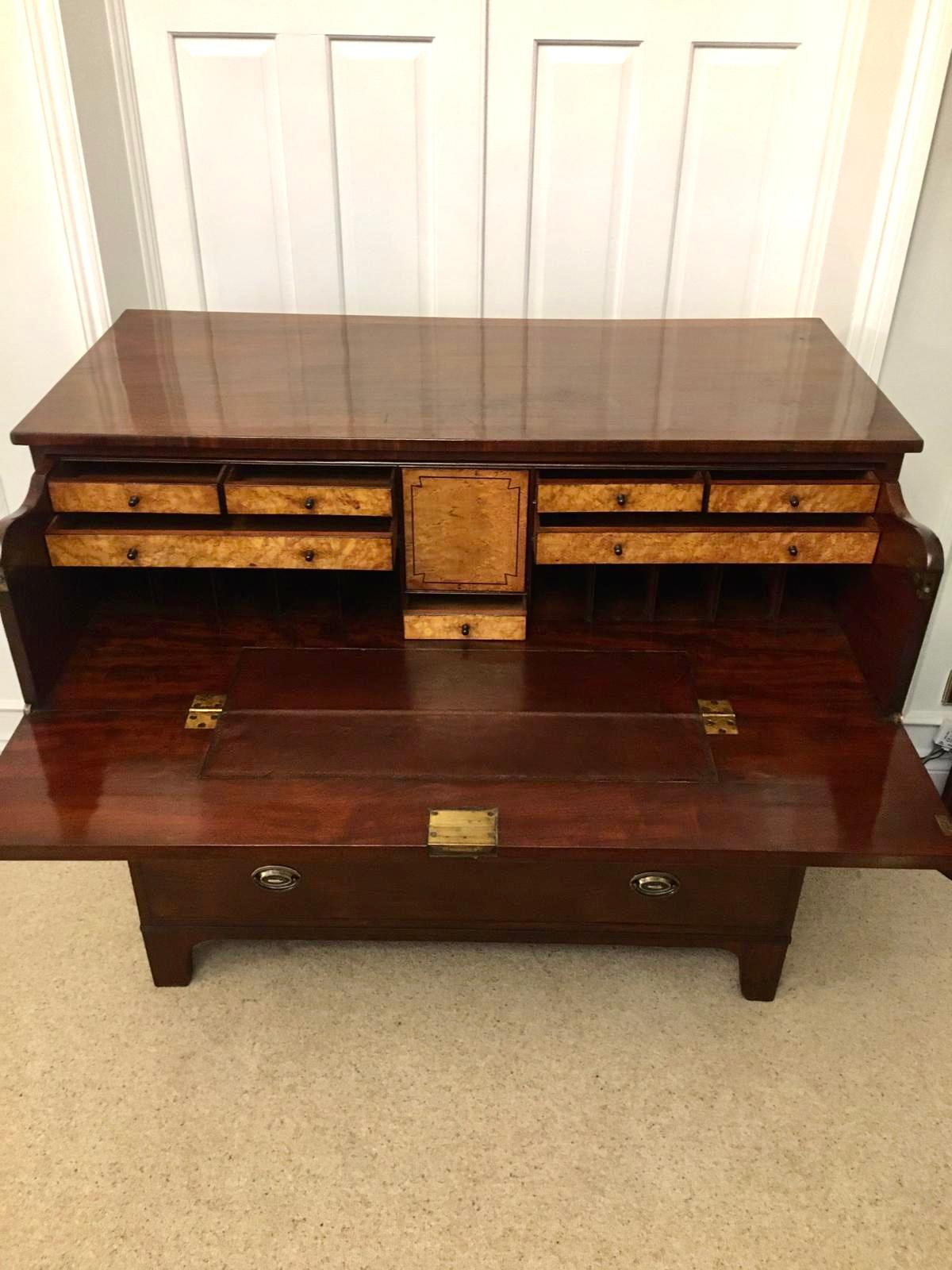 Brass Antique Early 19th Century George III Inlaid Mahogany Secretaire Chest For Sale