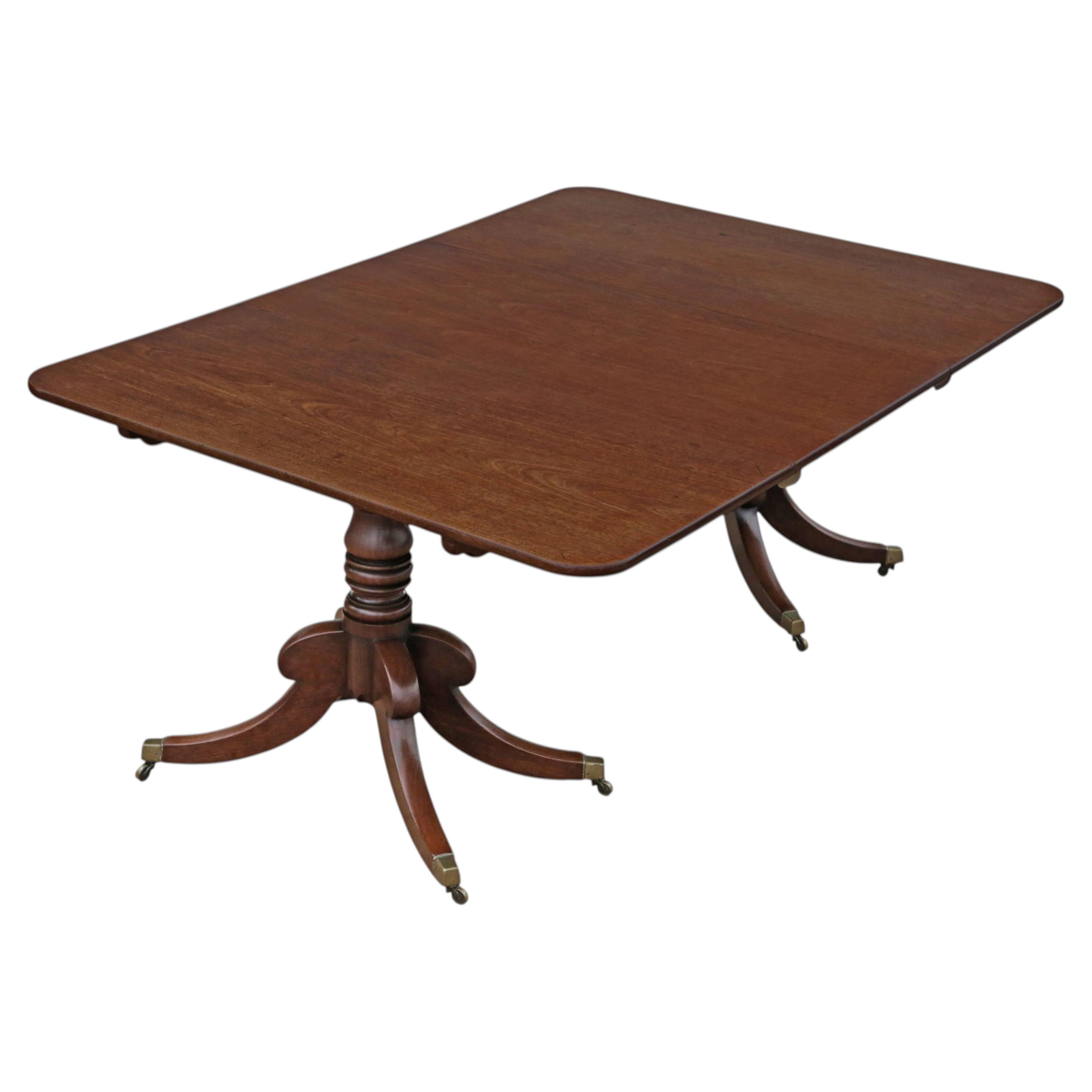 Antique Early 19th Century Georgian Twin Pedestal Dining Table – Fine Quality For Sale