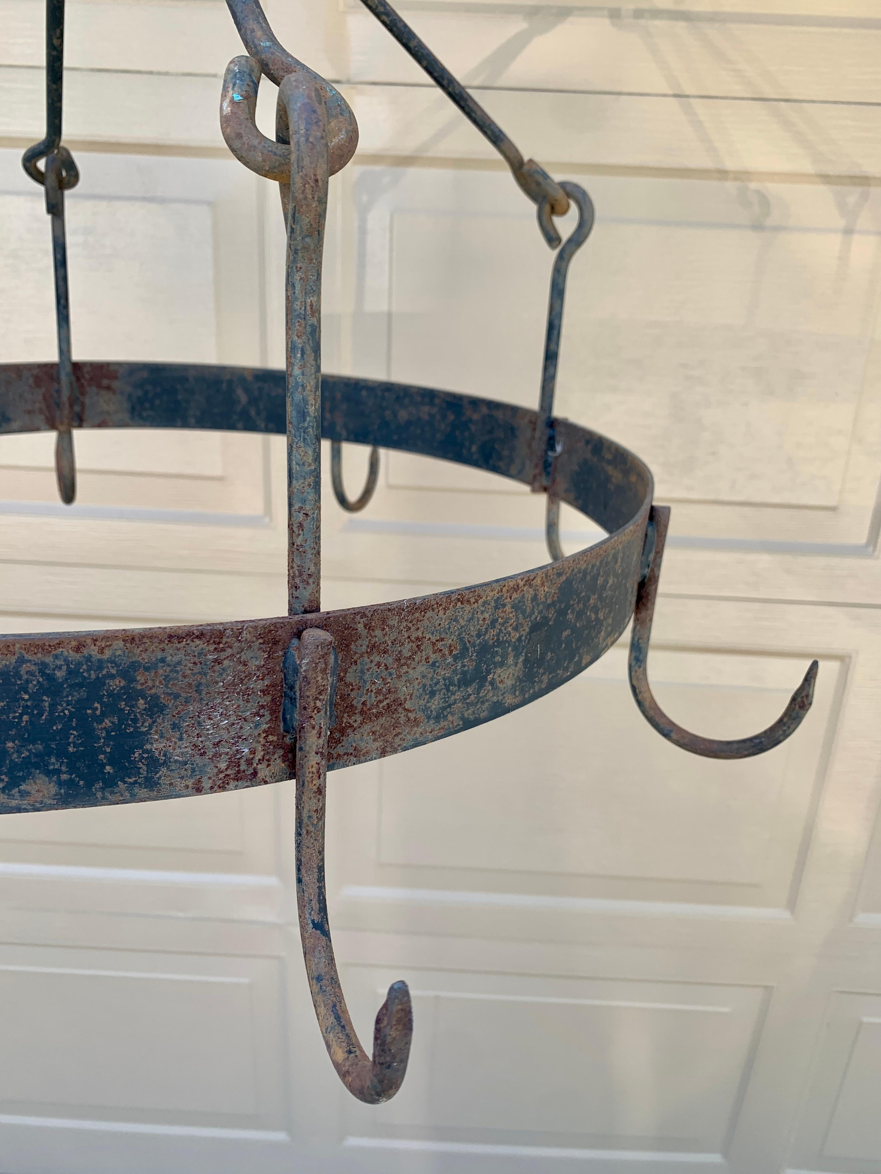 Antique Early 19th Century Handwrought Iron Game Rack or Pot Rack For Sale 7