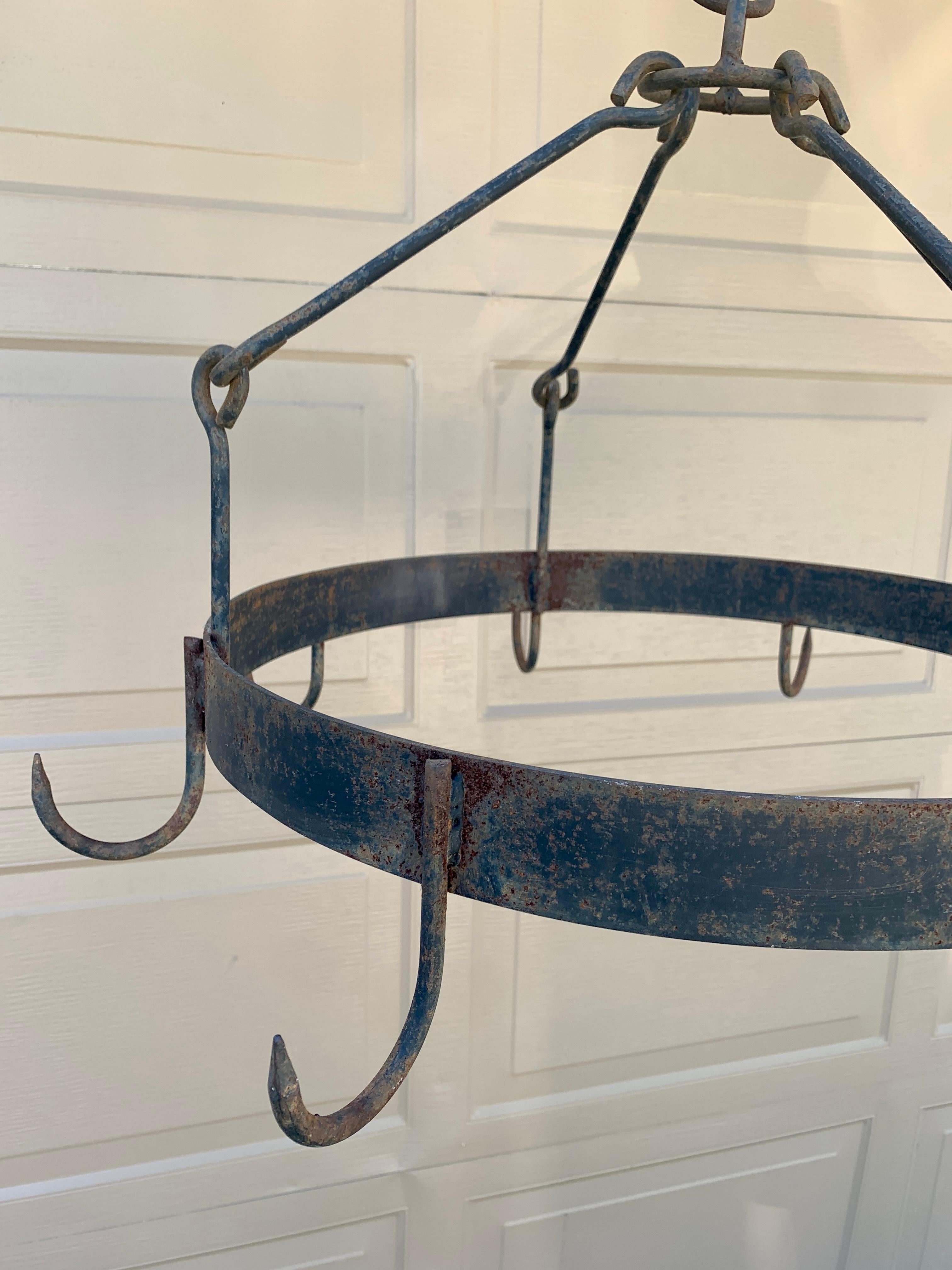 Antique Early 19th Century Handwrought Iron Game Rack or Pot Rack For Sale 2