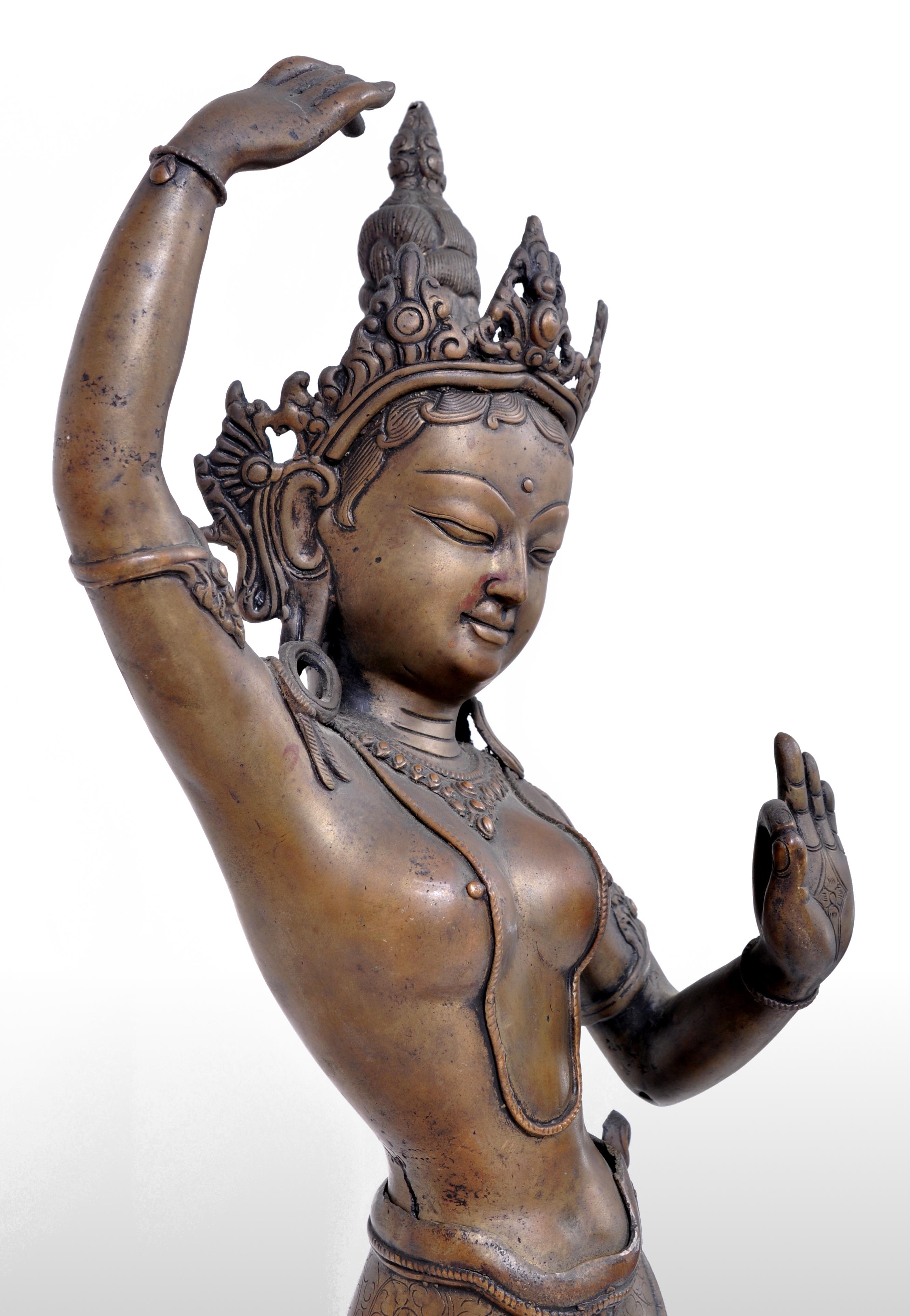 Figure indienne ancienne en bronze du début du 19e siècle représentant Lakshmi, vers 1800 5