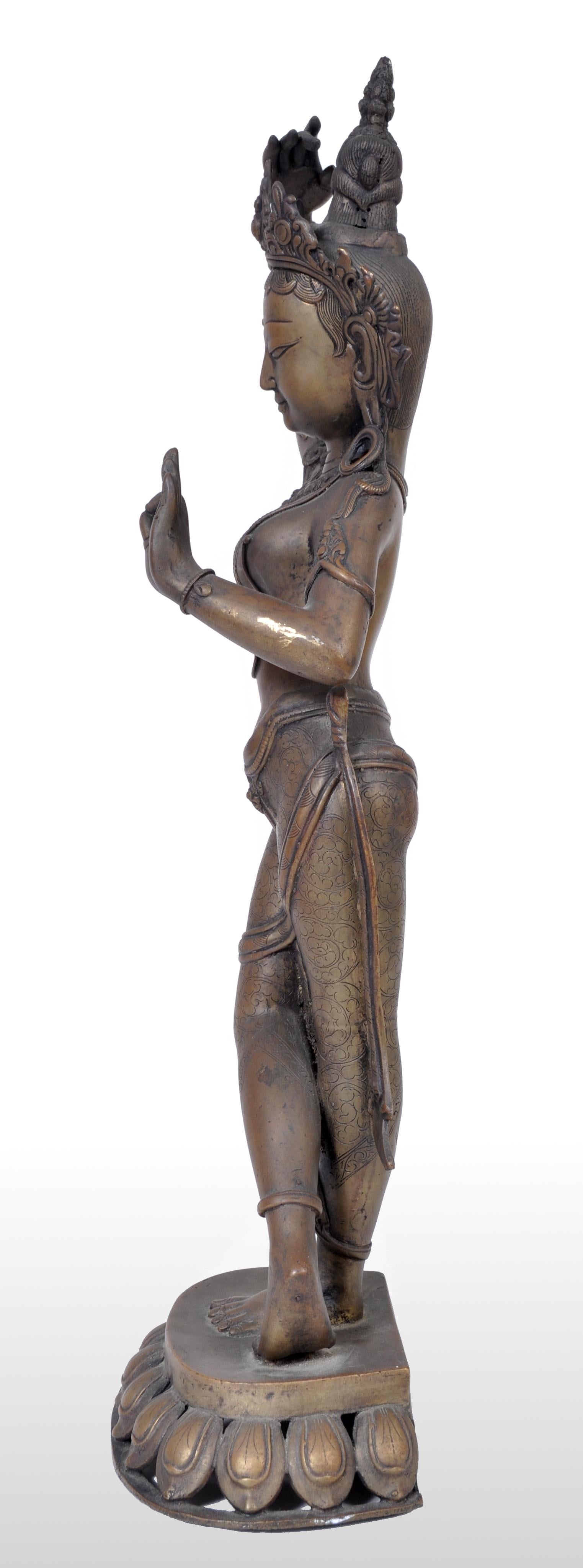 Figure indienne ancienne en bronze du début du 19e siècle représentant Lakshmi, vers 1800 1