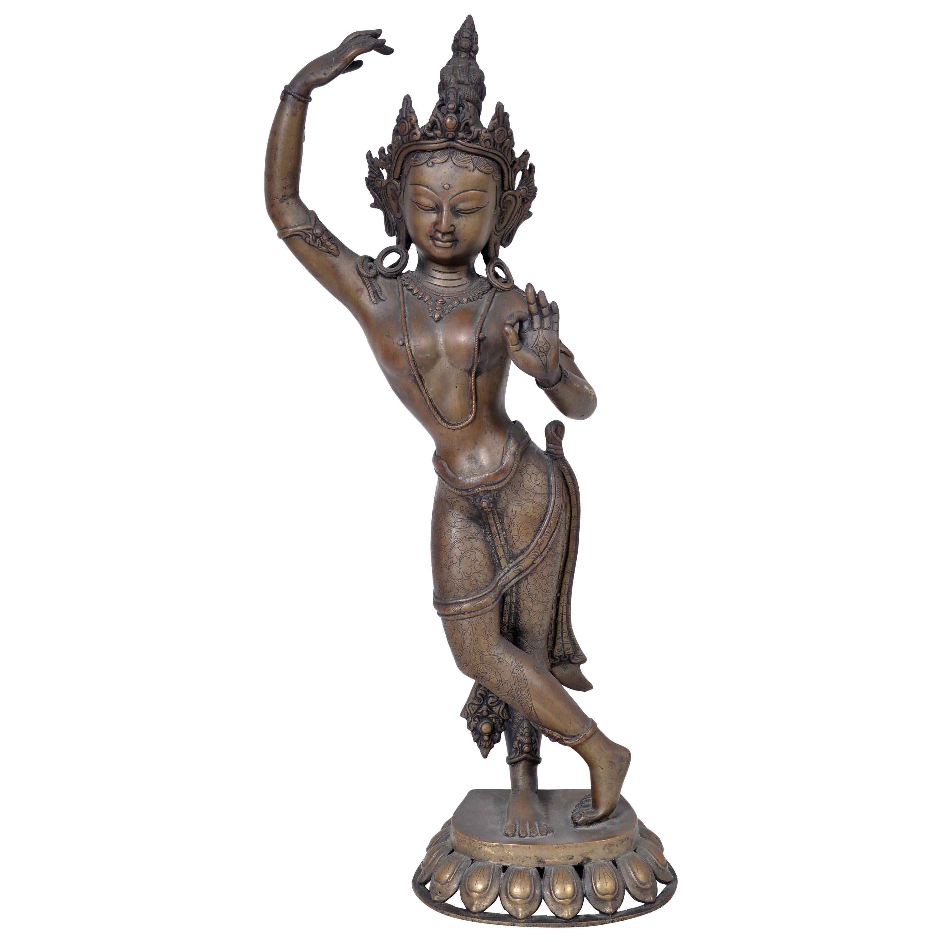 Figure indienne ancienne en bronze du début du 19e siècle représentant Lakshmi, vers 1800