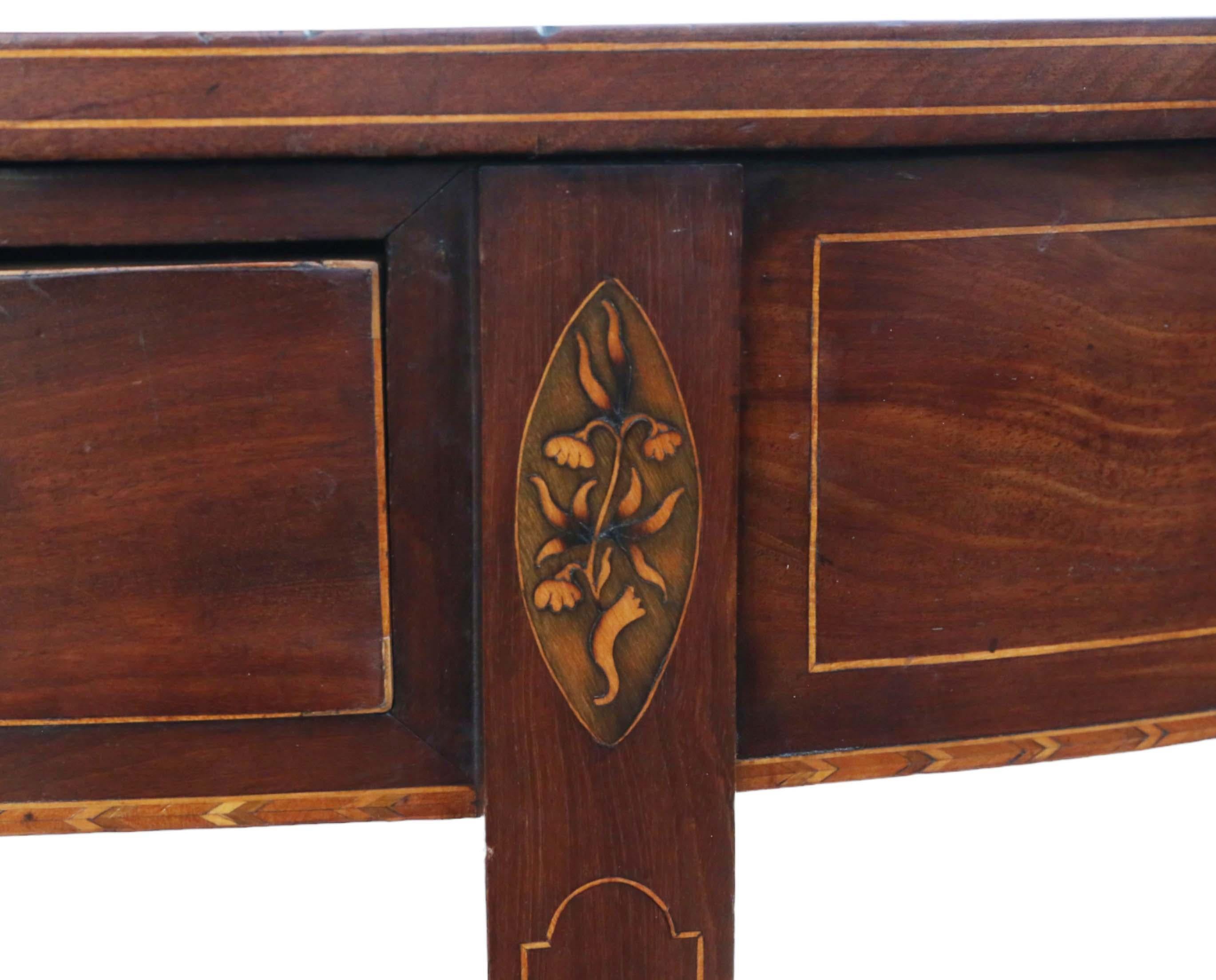 Mahogany Antique early 19th Century inlaid mahogany demi-lune console table For Sale