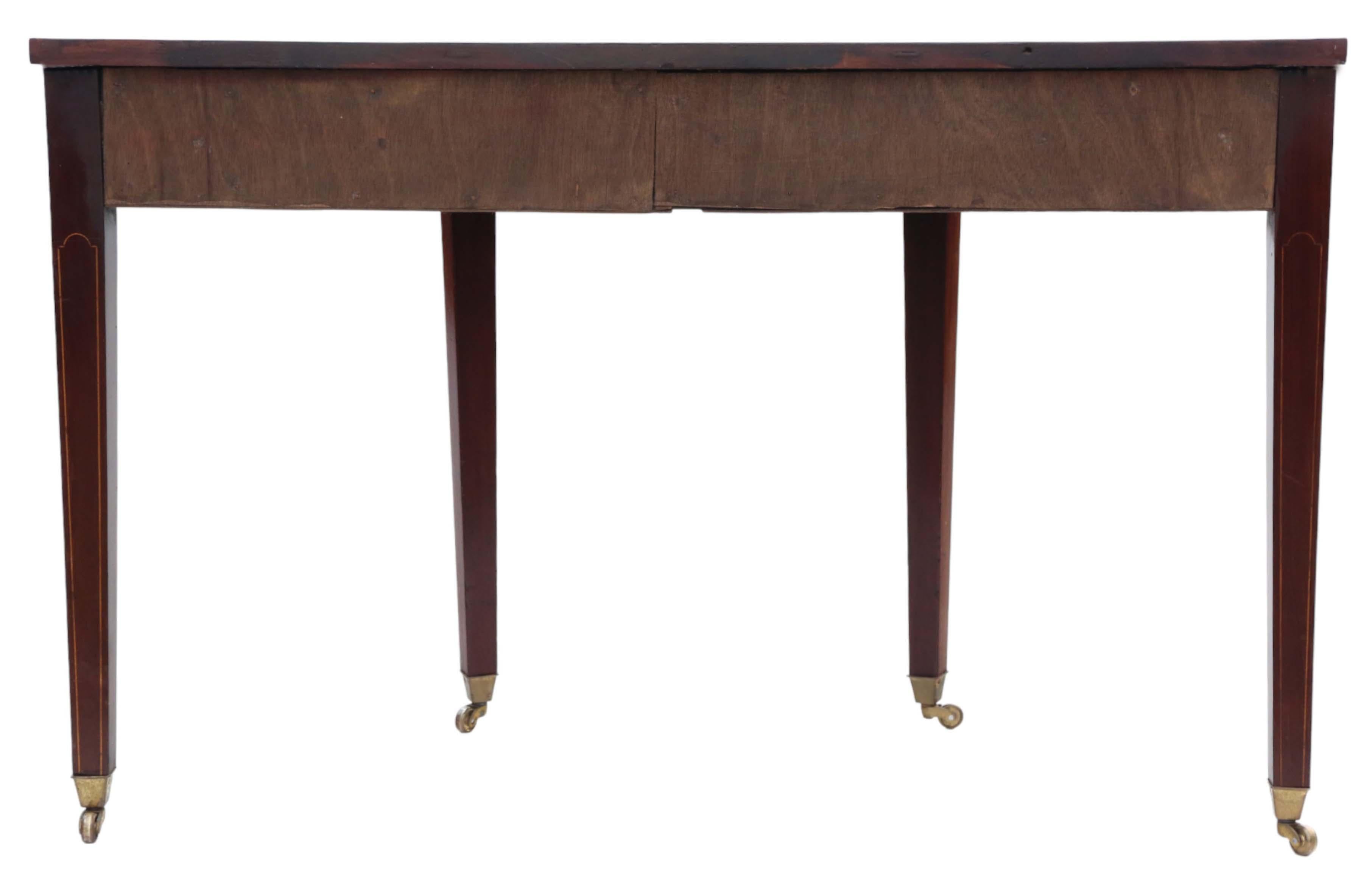 Antique early 19th Century inlaid mahogany demi-lune console table For Sale 4