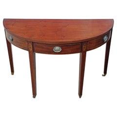 Used early 19th Century inlaid mahogany demi-lune console table