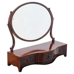 Antique Early 19th Century Inlaid Mahogany Dressing Table Swing Mirror