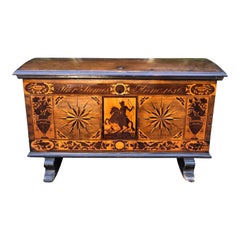 Used Early 19th Century Italian Inlaid Hope Chest Trunk, circa 1836