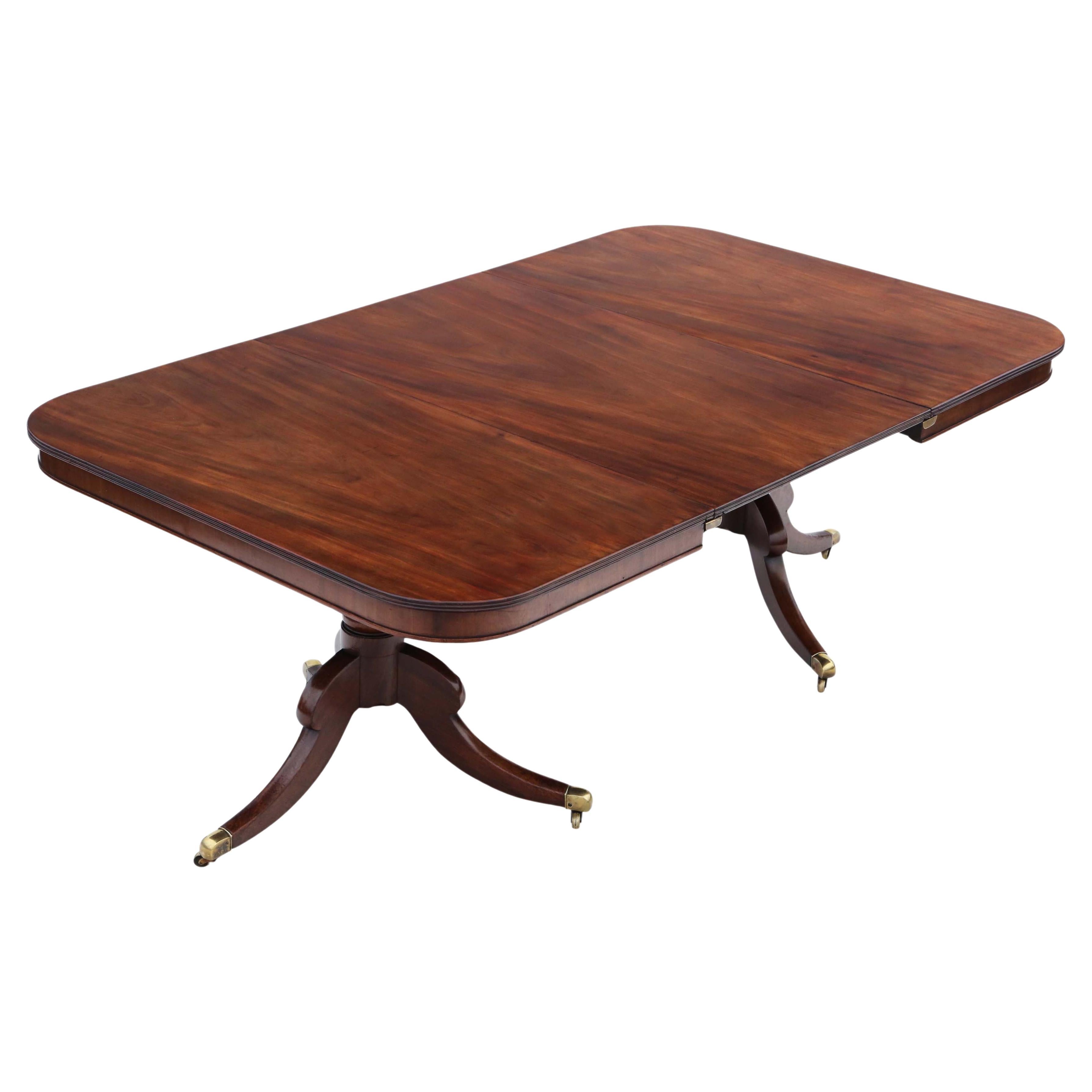 Antique Early 19th Century Large Mahogany Extending Twin Pedestal Dining Table