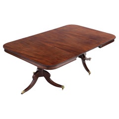 Antique Early 19th Century Large Mahogany Extending Twin Pedestal Dining Table